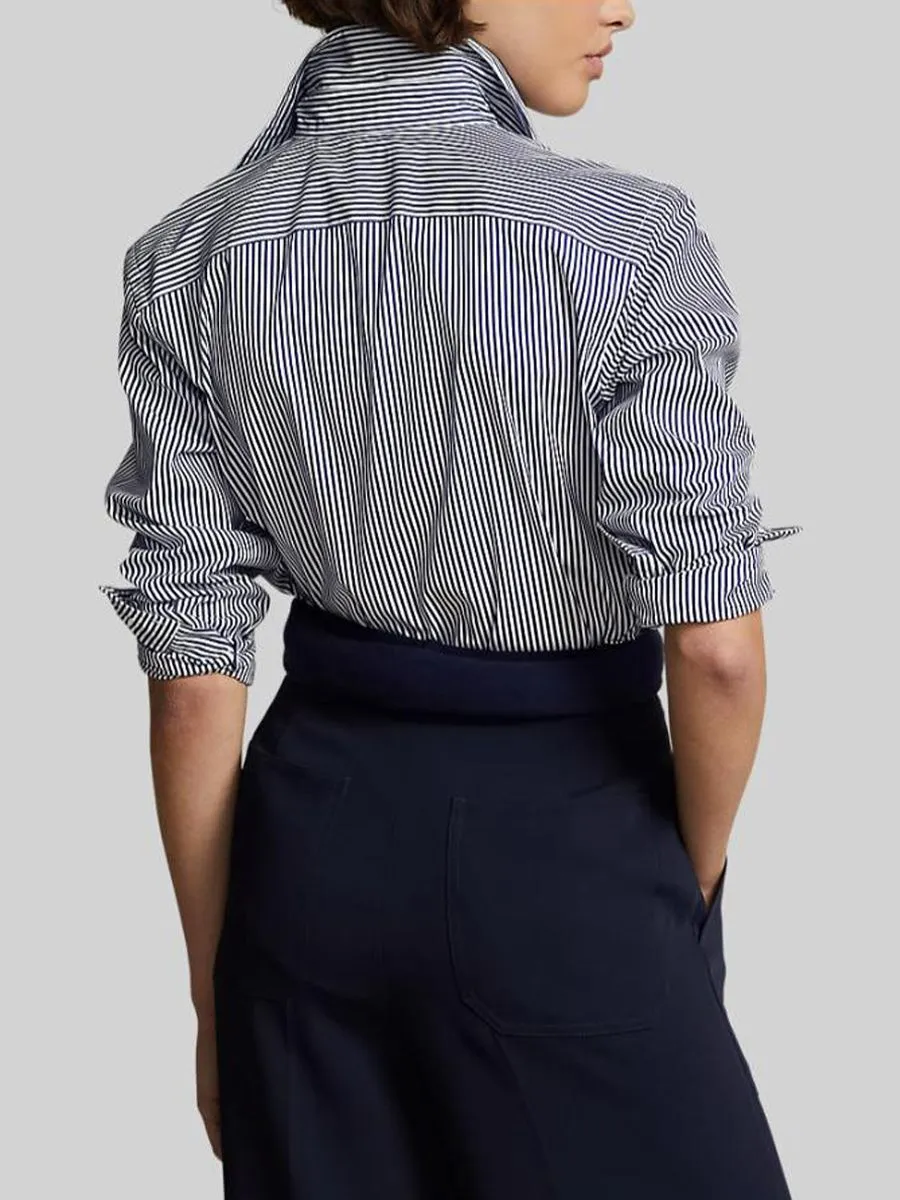 POLO RALPH LAUREN Women Shirt-Classic Fit Striped Cotton Shirt-White POLO RALPH LAUREN Women Shirt-Classic Fit Striped Cotton Shirt-White
