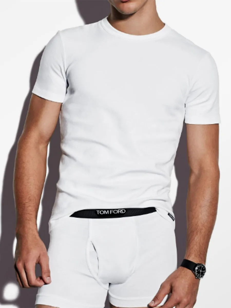 TOM FORD UNDERWEAR Men T-Shirt Cotton Crewneck White TOM FORD UNDERWEAR Men T-Shirt Cotton Crewneck White