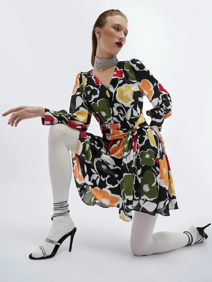 F-FASHION Multi Color Floral Dress Women Mix Colors F-FASHION Multi Color Floral Dress Women Mix Colors