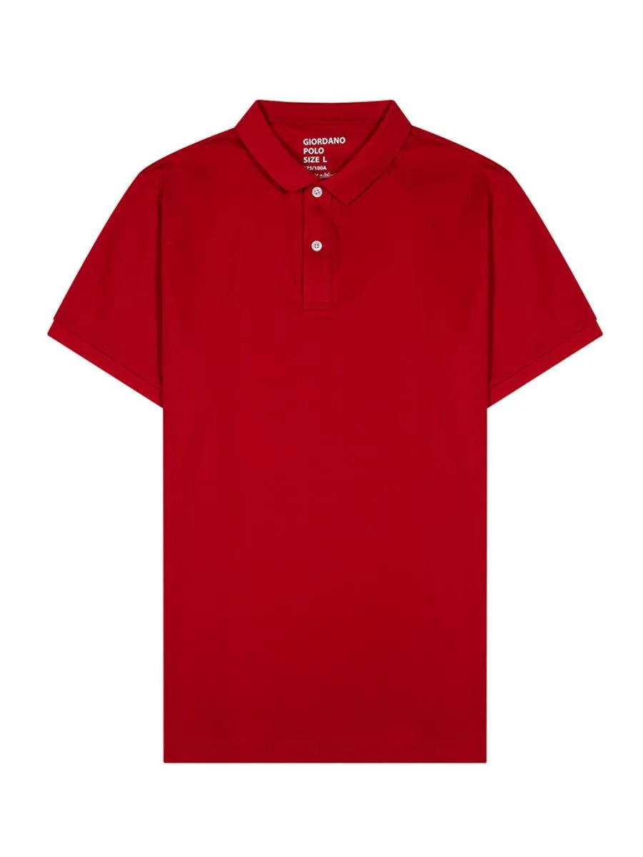 GIORDANO Men's short sleeve polo shirt interlock fabric Red GIORDANO Men's short sleeve polo shirt interlock fabric Red
