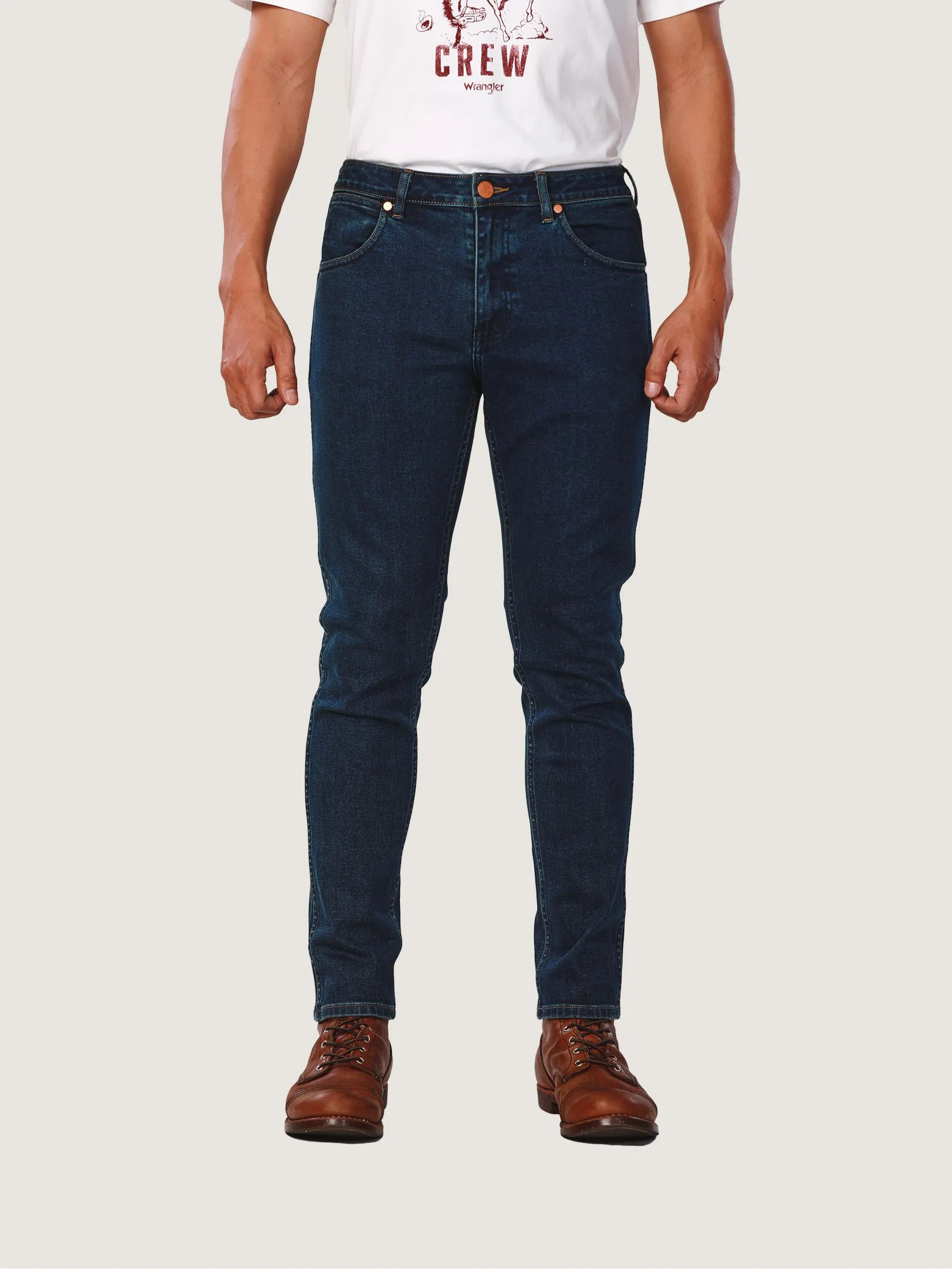 WRANGLER Men's Jeans Everyday with Wrangler Collection Low Larston Fit Mid Indigo WRANGLER Men's Jeans Everyday with Wrangler Collection Low Larston Fit Mid Indigo
