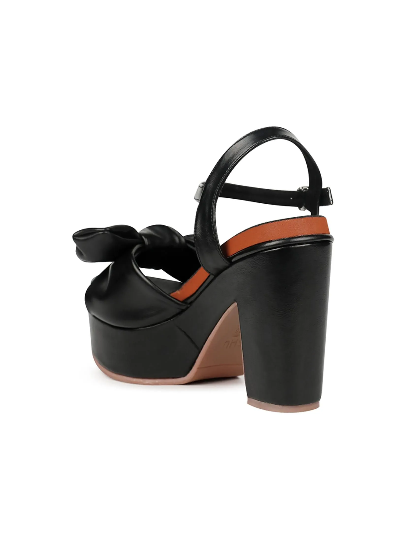 SHU WOMEN  COMFY 4" KNOTTED BOW ANKLE STRAPS - BLACK SHU WOMEN  COMFY 4" KNOTTED BOW ANKLE STRAPS - BLACK