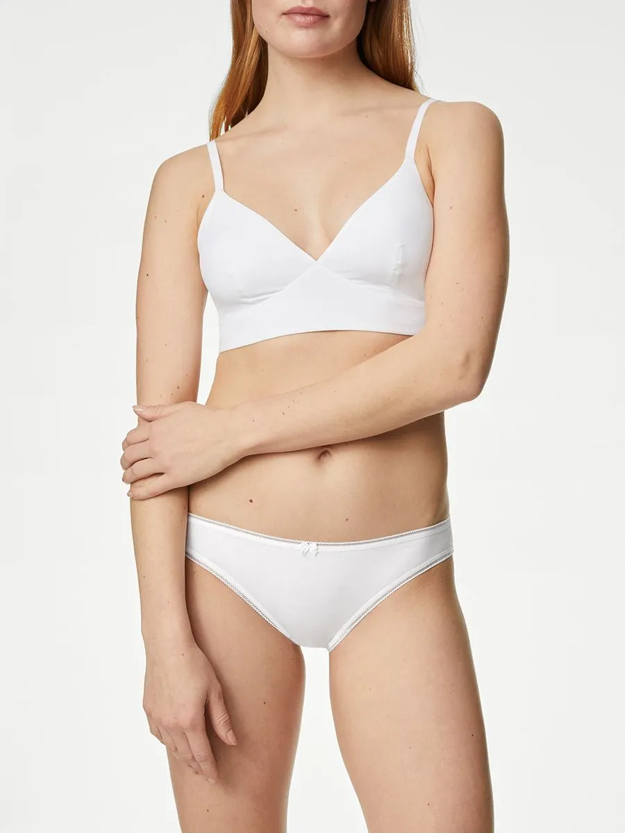 MARKS & SPENCER Women Bikini Knickers Cotton Lycra 5pk White MARKS & SPENCER Women Bikini Knickers Cotton Lycra 5pk White