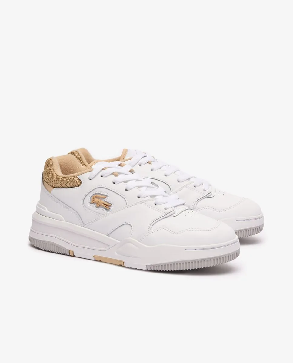 LACOSTE Women’s Lineshot Contrasted Collar Leather Trainers White LACOSTE Women’s Lineshot Contrasted Collar Leather Trainers White