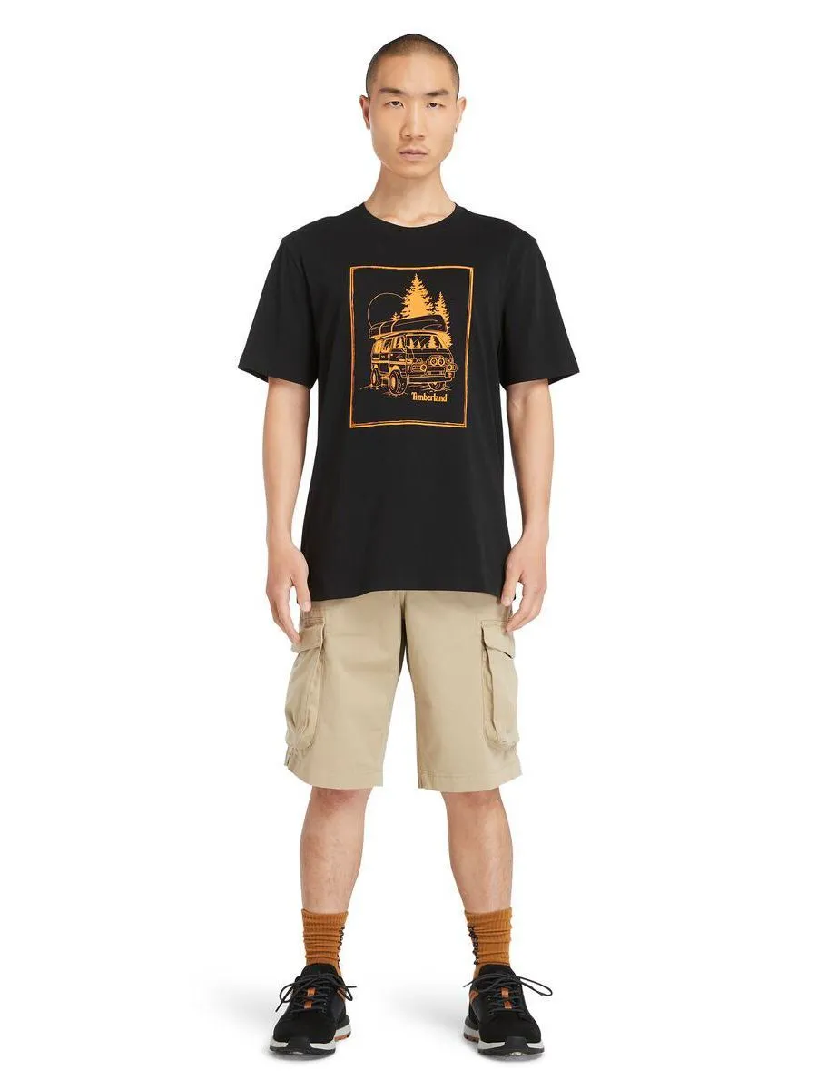 TIMBERLAND Men's Printed Short Sleeved T-Shirt Black TIMBERLAND Men's Printed Short Sleeved T-Shirt Black
