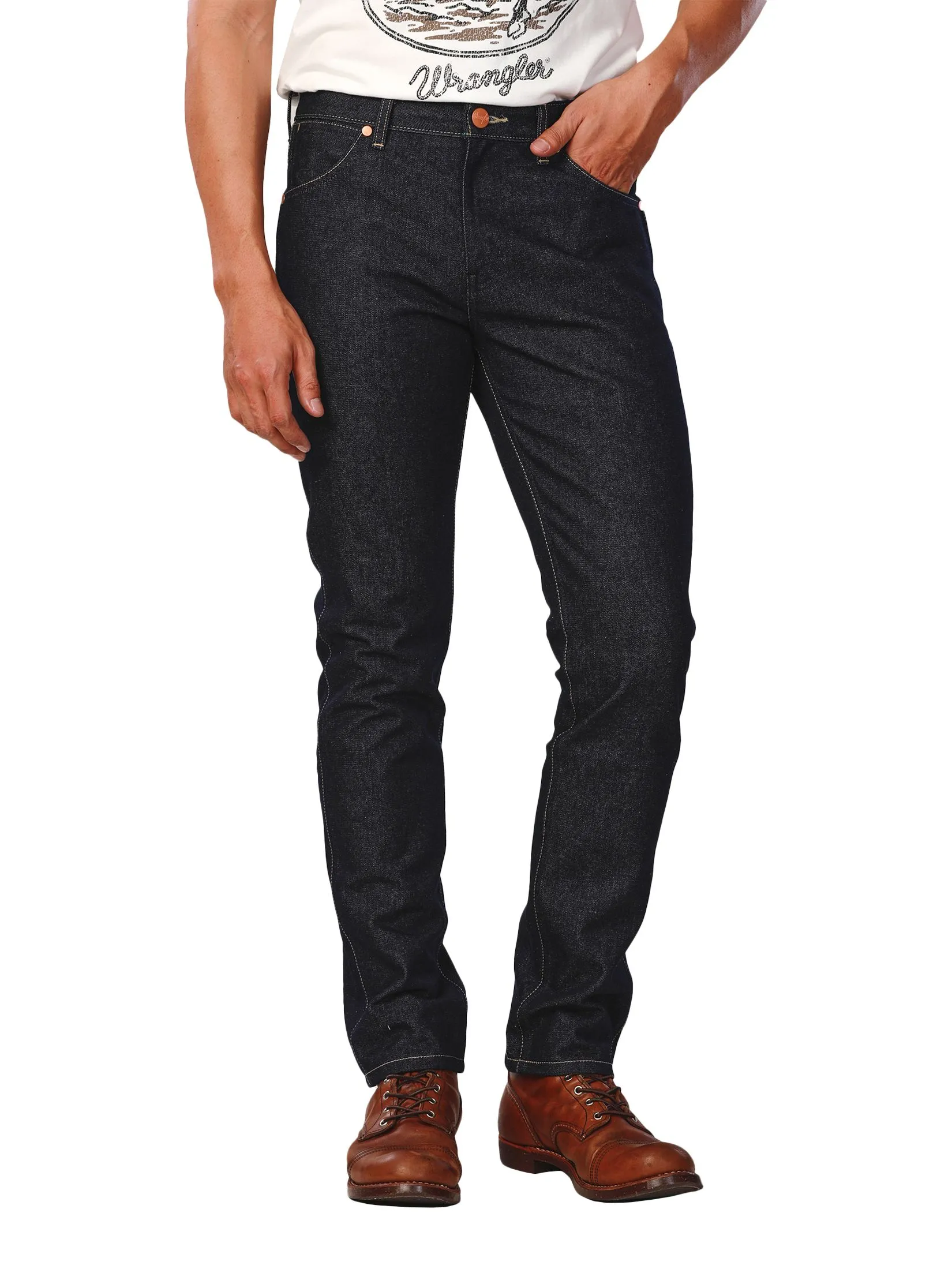 WRANGLER Men's Jeans Everyday with Wrangler Collection Mid Greensboro Fit Raw Denim WRANGLER Men's Jeans Everyday with Wrangler Collection Mid Greensboro Fit Raw Denim