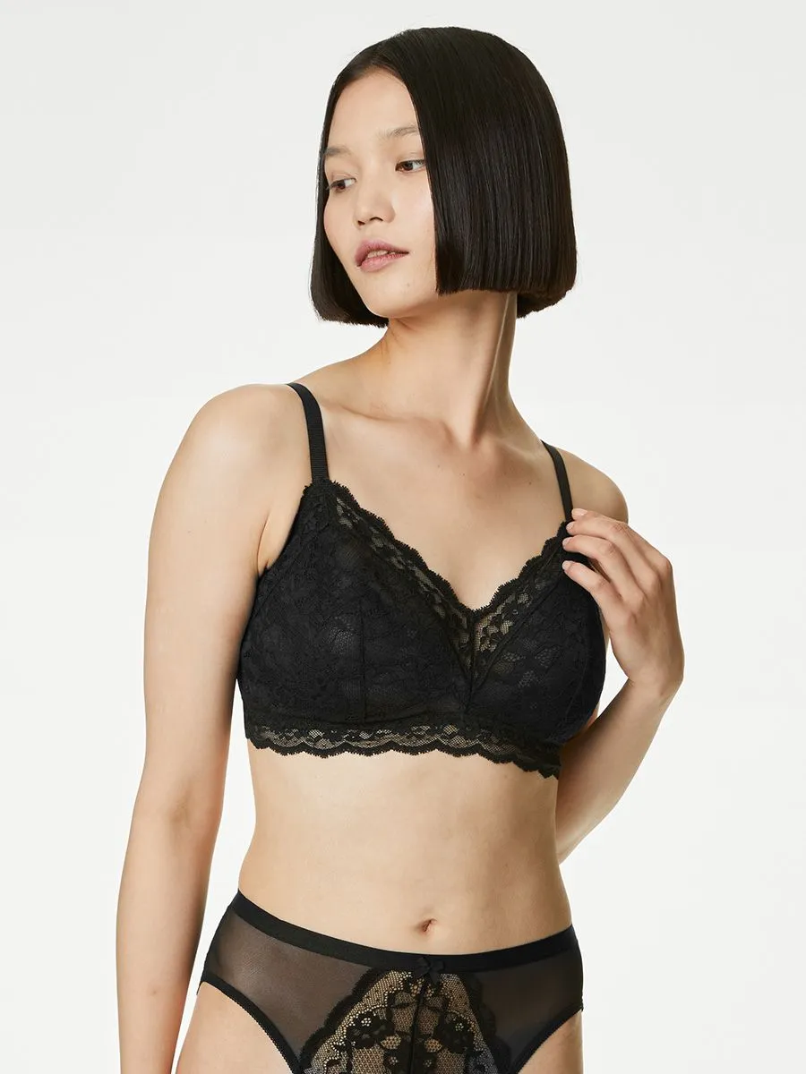 MARKS & SPENCER Women Bralette Lace Non Wired Black MARKS & SPENCER Women Bralette Lace Non Wired Black
