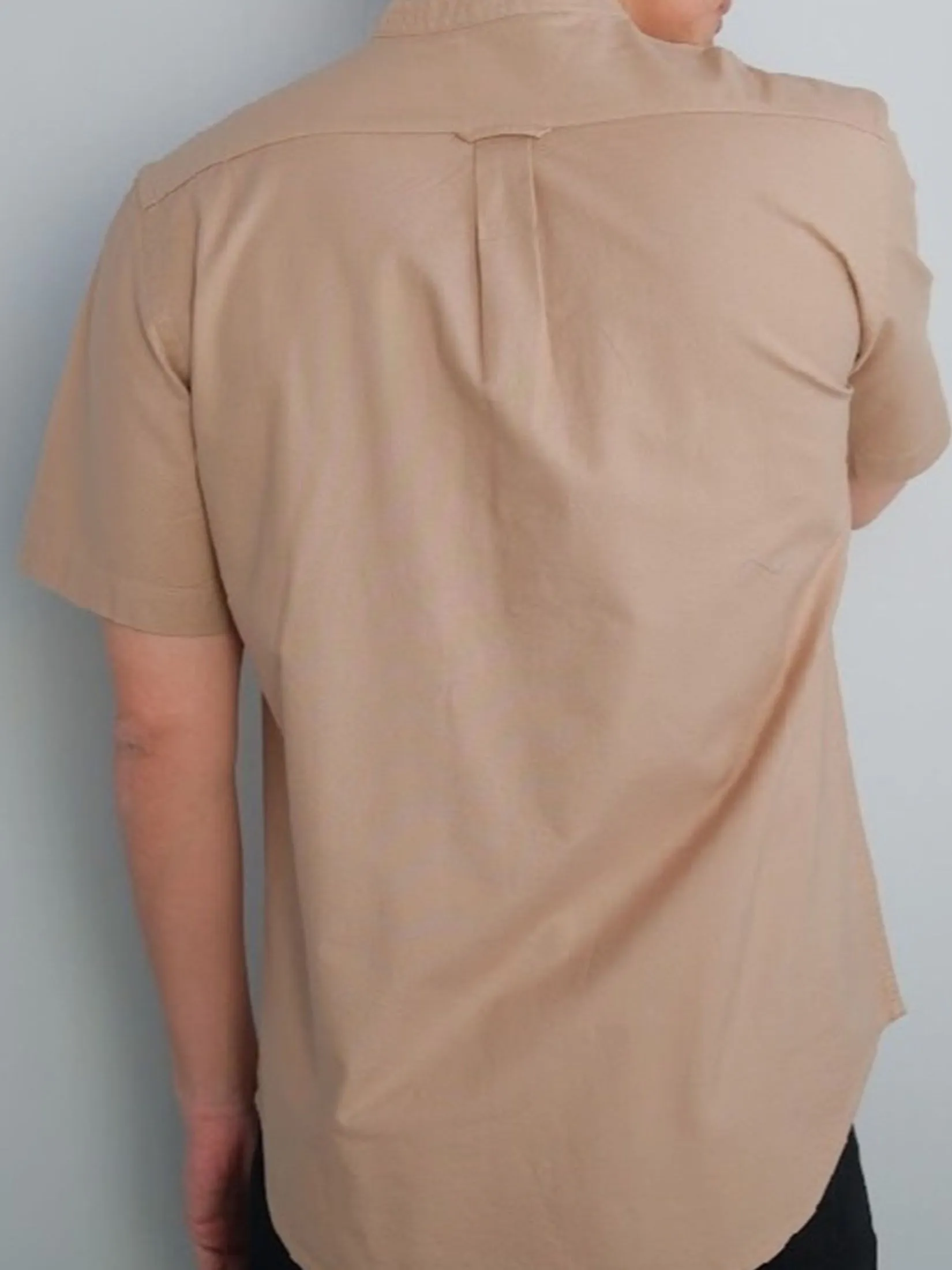 Era-won Men's Oxford Shirt Short Sleeve Comfort Fit Mandarin collar Beige Era-won Men's Oxford Shirt Short Sleeve Comfort Fit Mandarin collar Beige