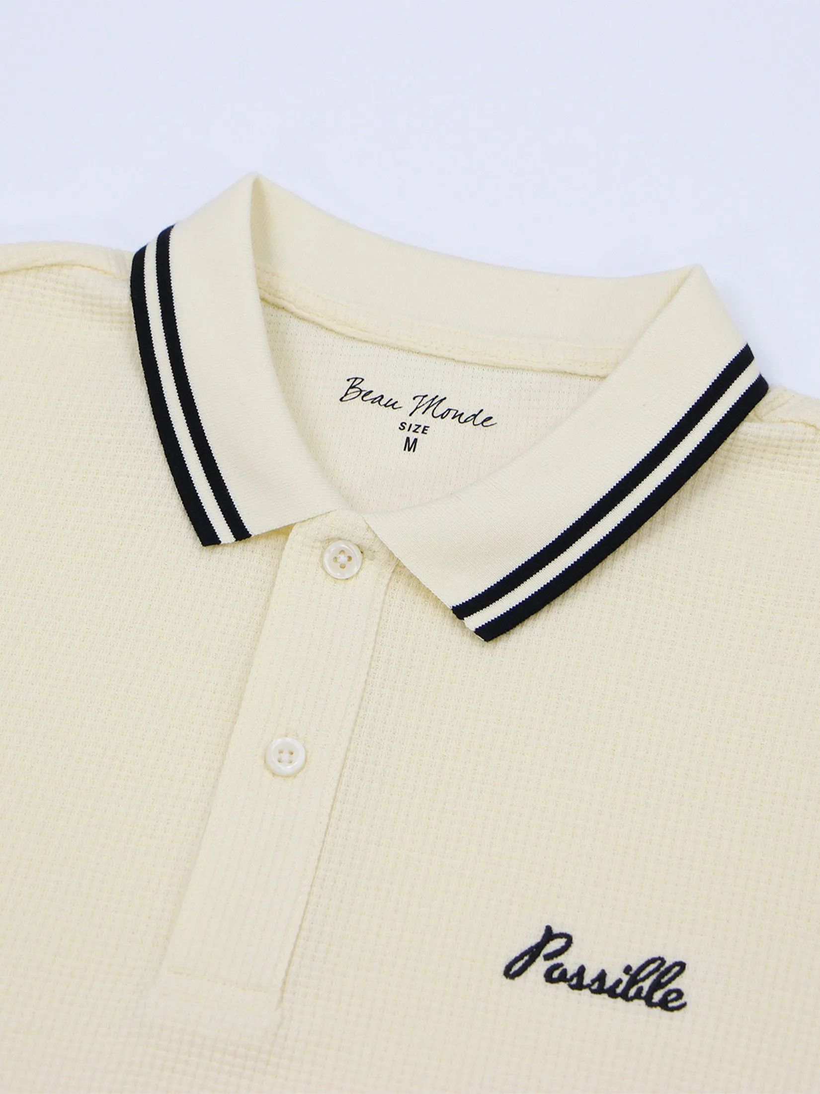 GIORDANO Men's Beau Monde Regular Jacquard Embroidery Polo (Online Exclusive) Yellow