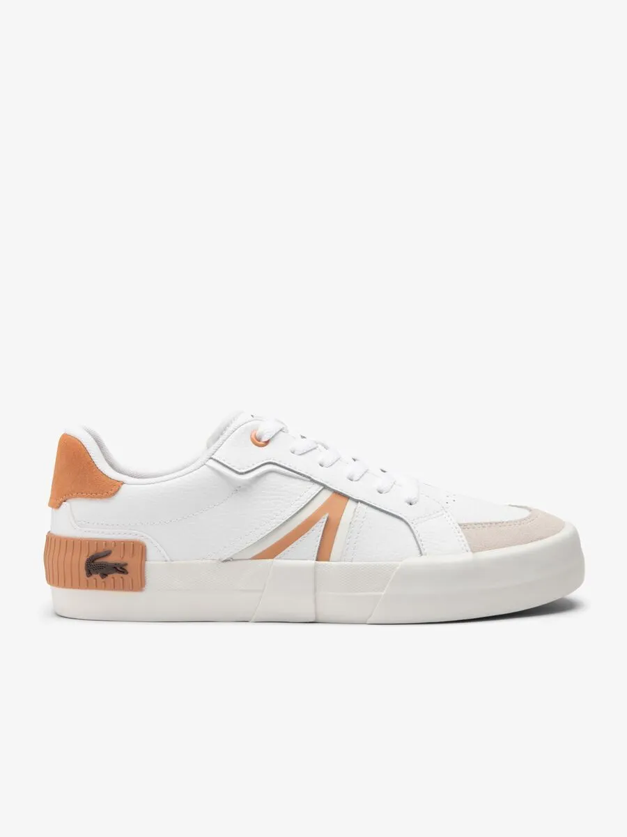 LACOSTE White Men’s L004 Contrasted Tab Leather Trainers LACOSTE White Men’s L004 Contrasted Tab Leather Trainers
