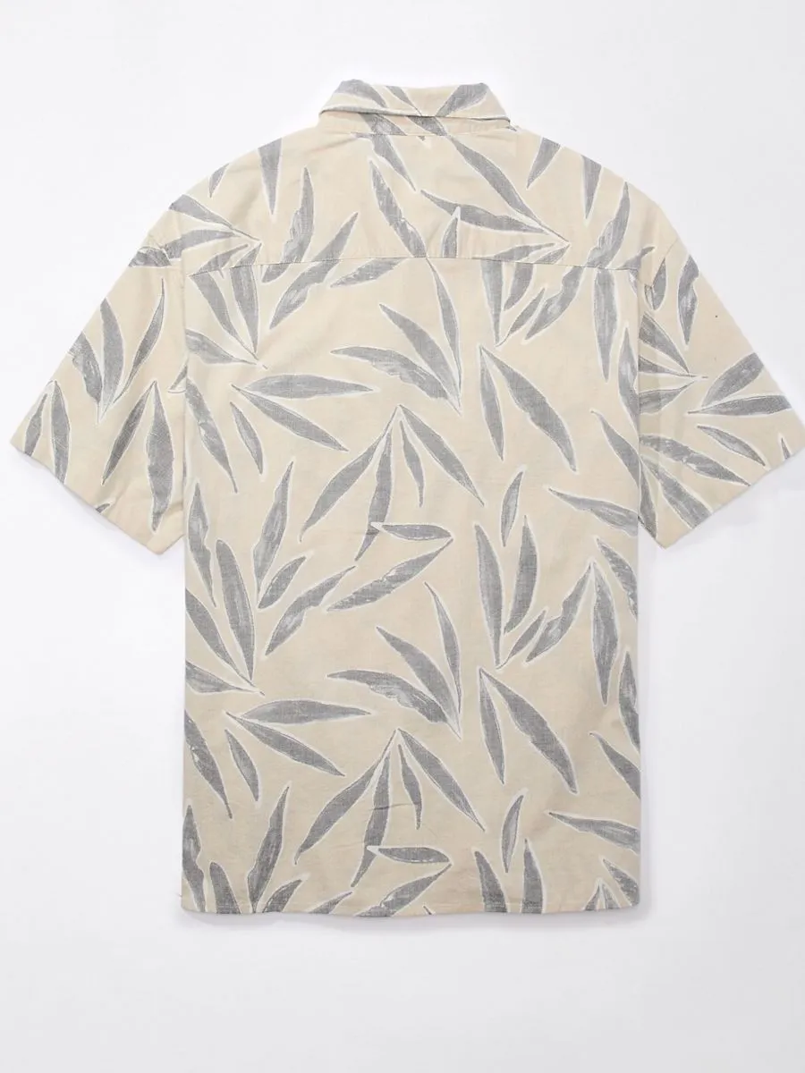 American Eagle MEN PALMER LEAVES SS OVERSIZED CSC 32S POPLIN REVERSE PRINT 207 TAN American Eagle MEN PALMER LEAVES SS OVERSIZED CSC 32S POPLIN REVERSE PRINT 207 TAN