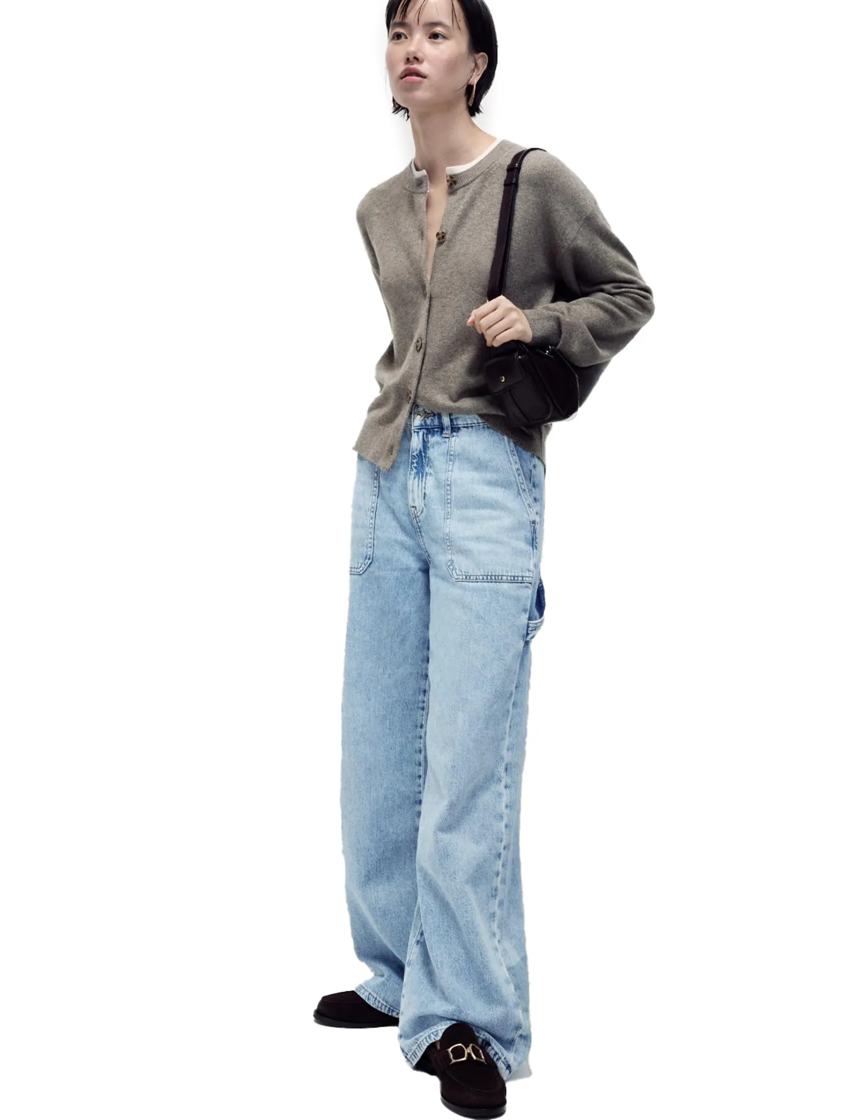 MARKS & SPENCER Women Jeans Relaxed High Waisted Carpenter Wide Leg Light Indigo MARKS & SPENCER Women Jeans Relaxed High Waisted Carpenter Wide Leg Light Indigo