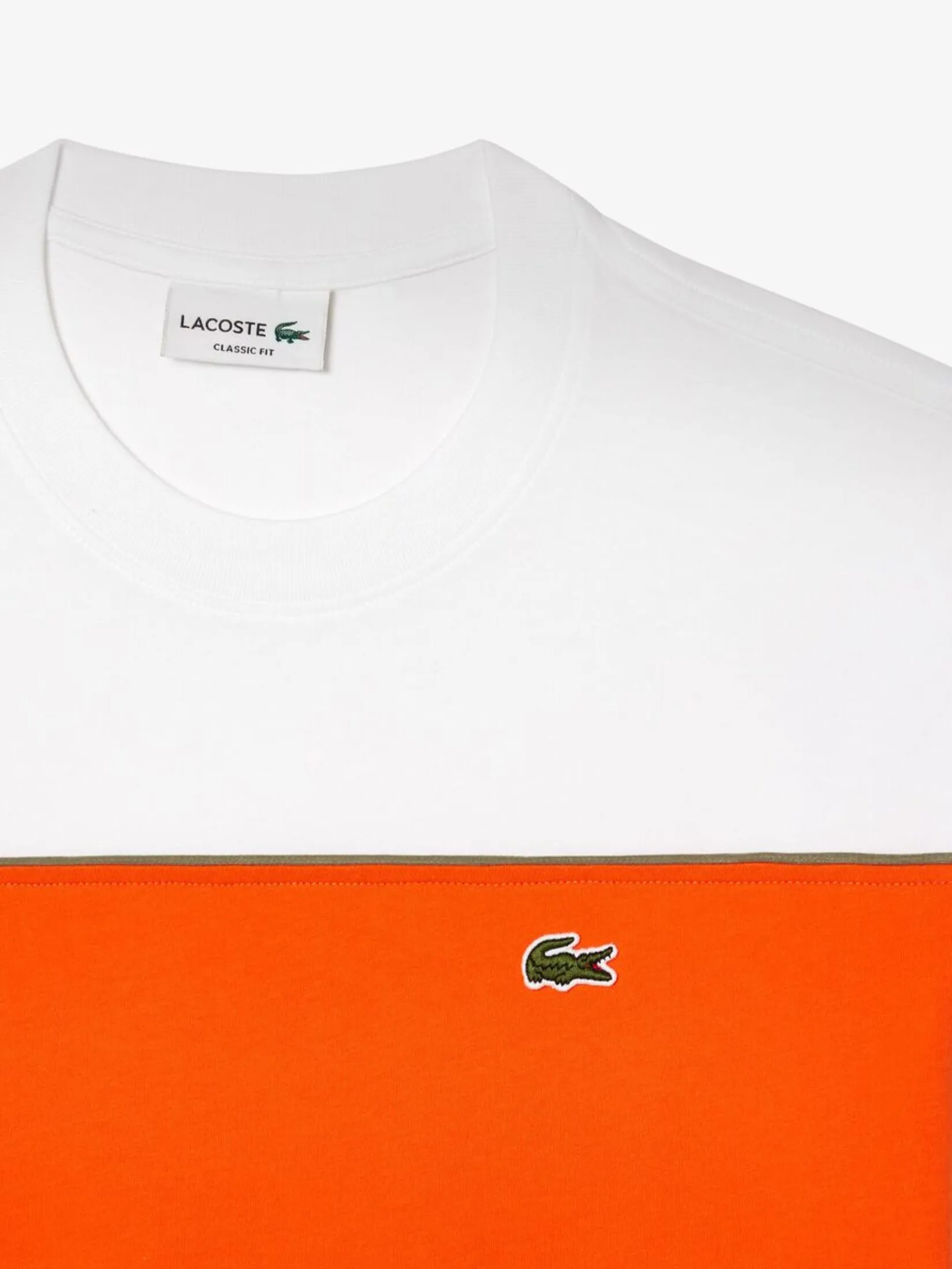 LACOSTE Cotton Colour-Block T-shirt White LACOSTE Cotton Colour-Block T-shirt White