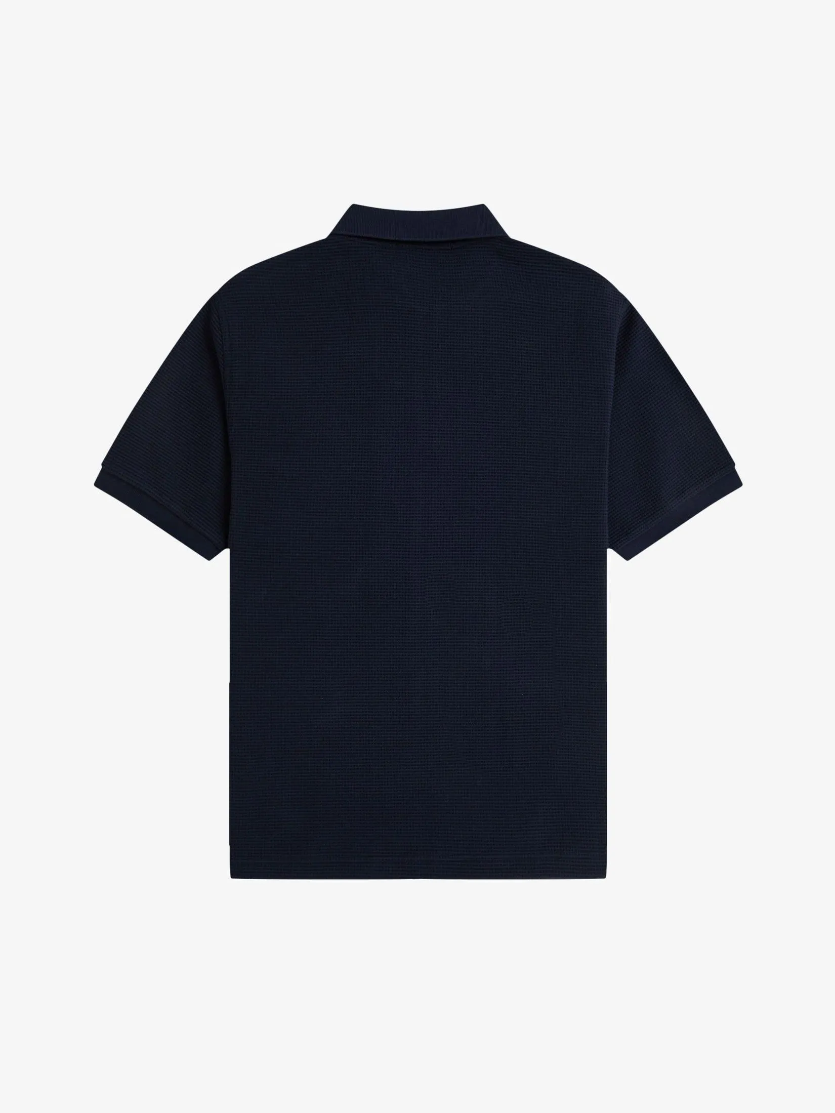 Fred Perry Men WAFFLE ZIP THROUGH POLO SHIRT  Navy Fred Perry Men WAFFLE ZIP THROUGH POLO SHIRT  Navy