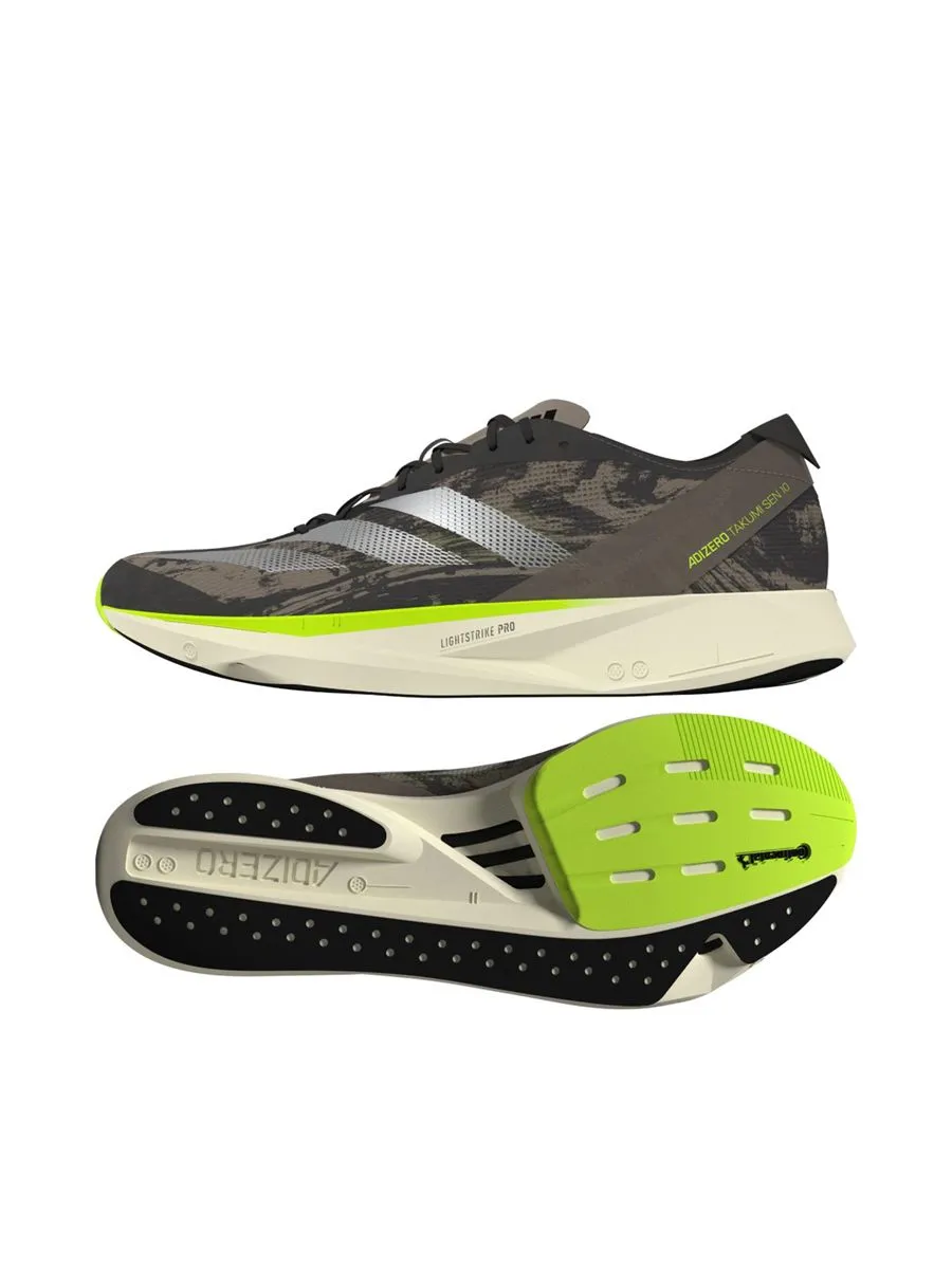 ADIDAS Men Running Shoes Adizero Takumi Sen 10 Charcoal / Silver Metallic / Chalky Brown ADIDAS Men Running Shoes Adizero Takumi Sen 10 Charcoal / Silver Metallic / Chalky Brown
