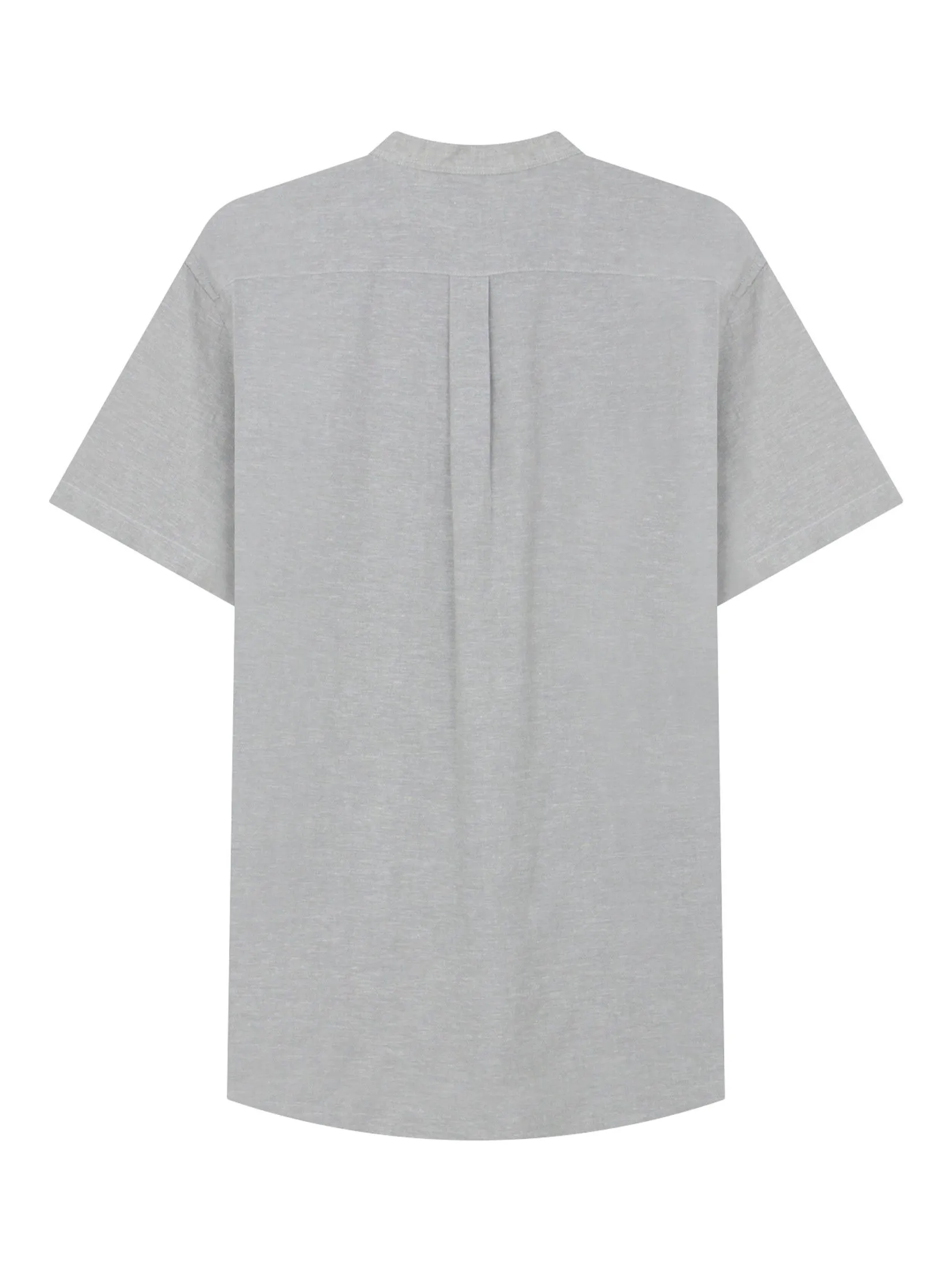 GIORDANO Men's Slim Mandarin Collar Linen Shirt Dolphin Grey GIORDANO Men's Slim Mandarin Collar Linen Shirt Dolphin Grey