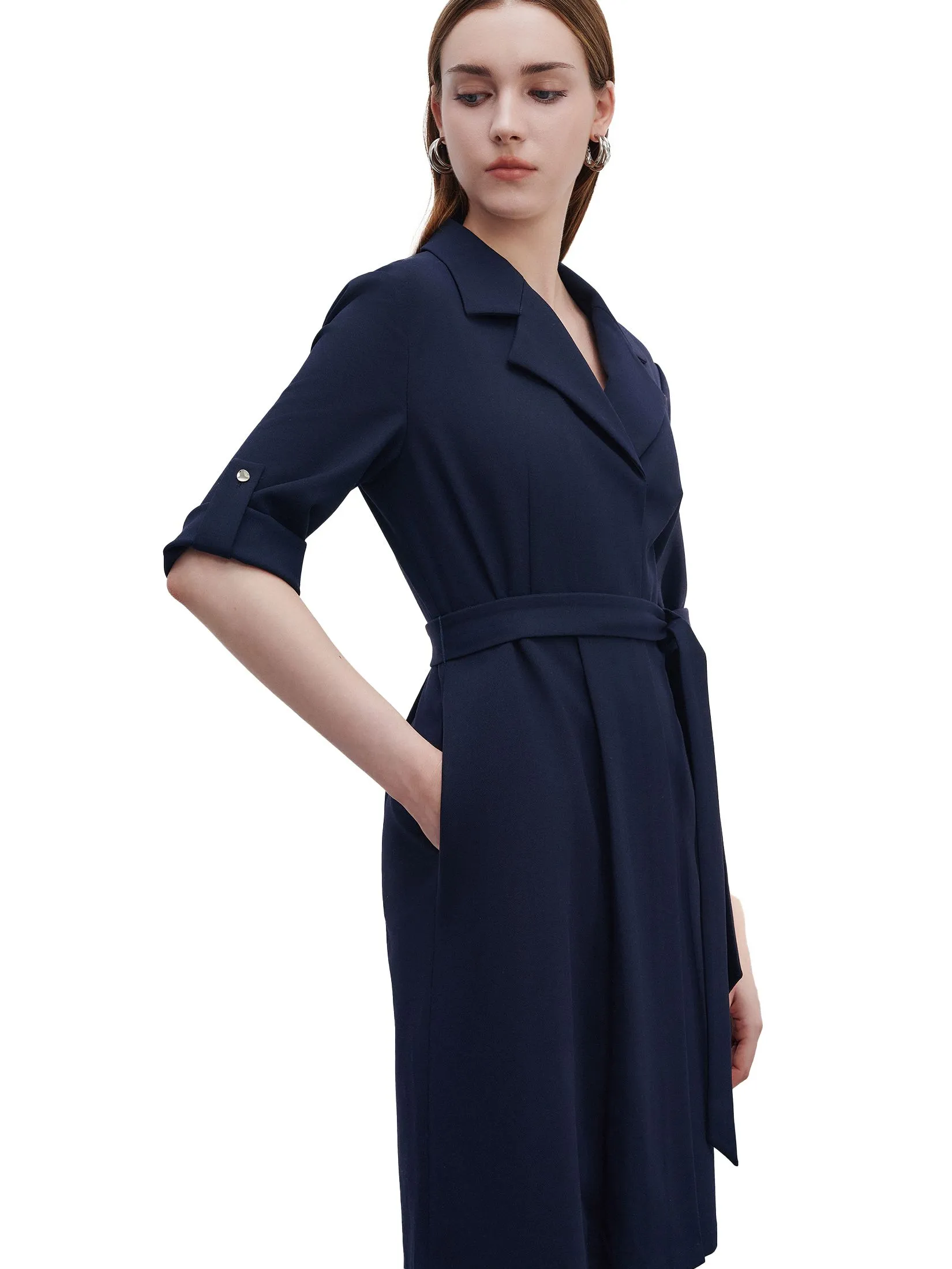 G2000 Women Clothing Fit & Flare Trench Dress Fit & Flare Shape - Dark Navy G2000 Women Clothing Fit & Flare Trench Dress Fit & Flare Shape - Dark Navy