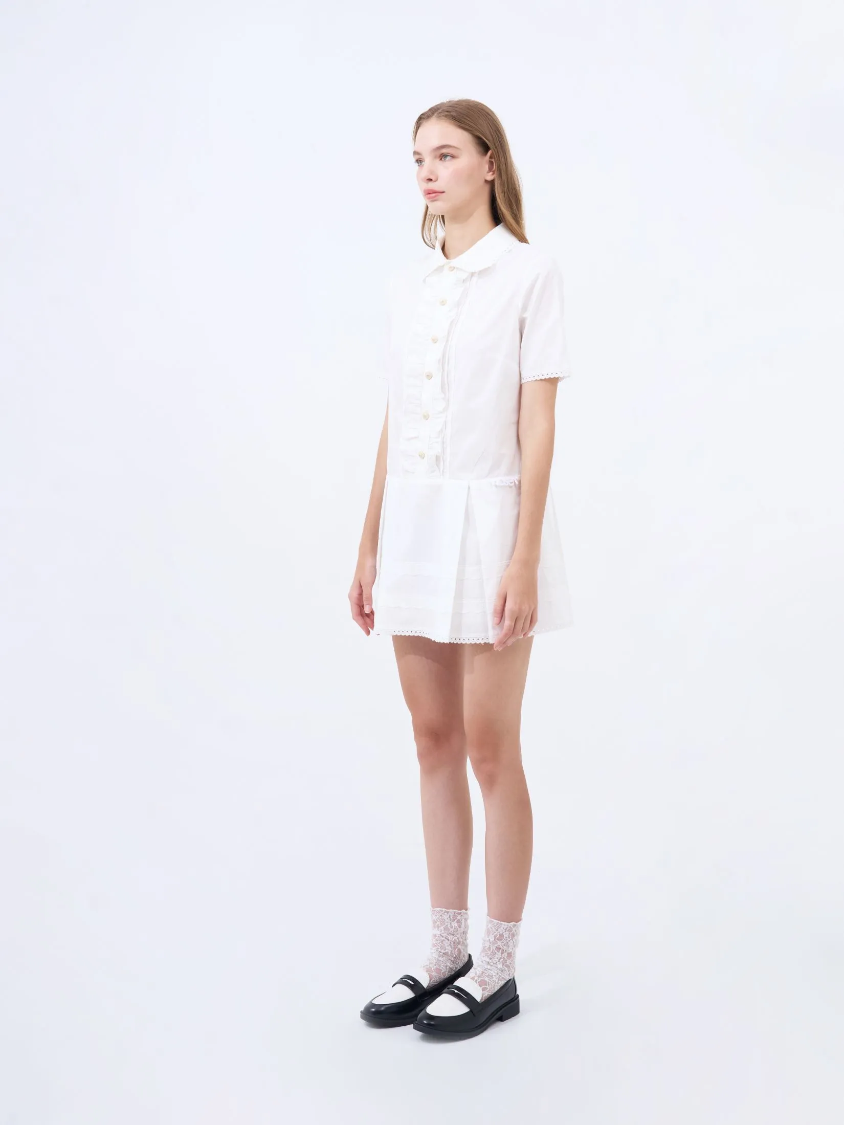 KLOSET (SS25) Women Collared Button-Front Dress White KLOSET (SS25) Women Collared Button-Front Dress White