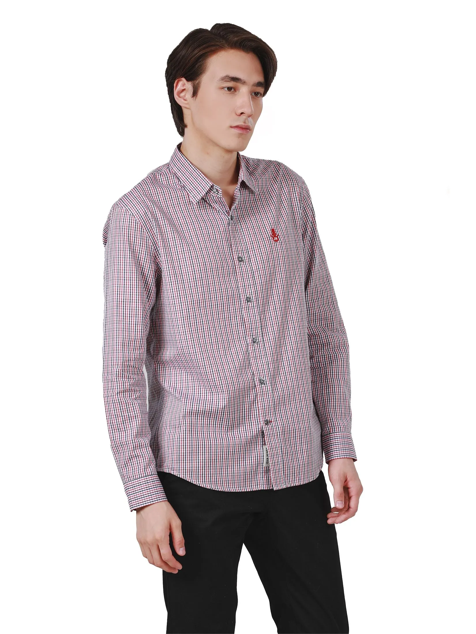 JOHN HENRY Men's Long Sleeves Shirts (Slim Fit) MERRY CHRISTMAS Red