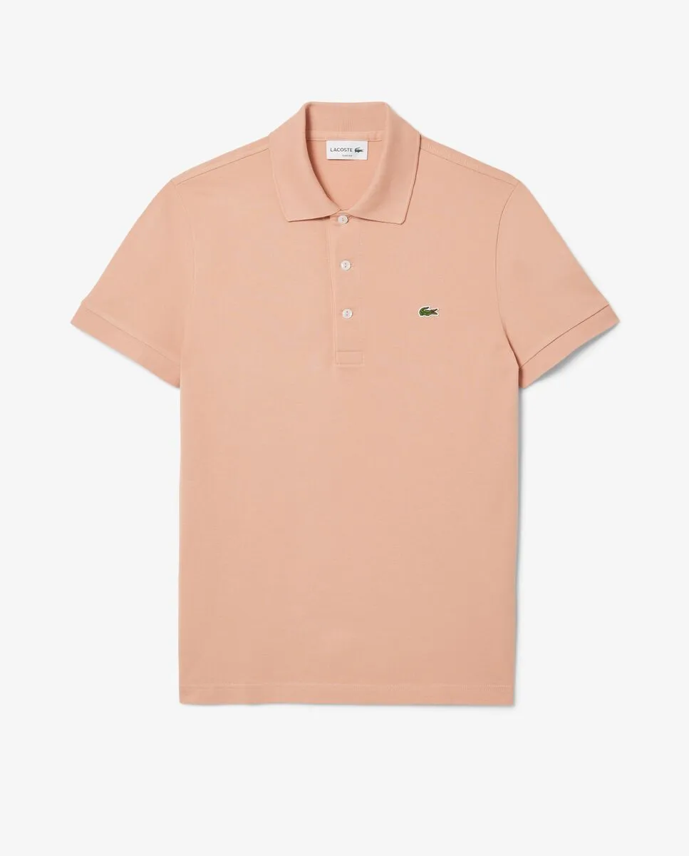 LACOSTE Slim Fit Stretch Mini Piqu  Polo Shirt Beige LACOSTE Slim Fit Stretch Mini Piqu  Polo Shirt Beige