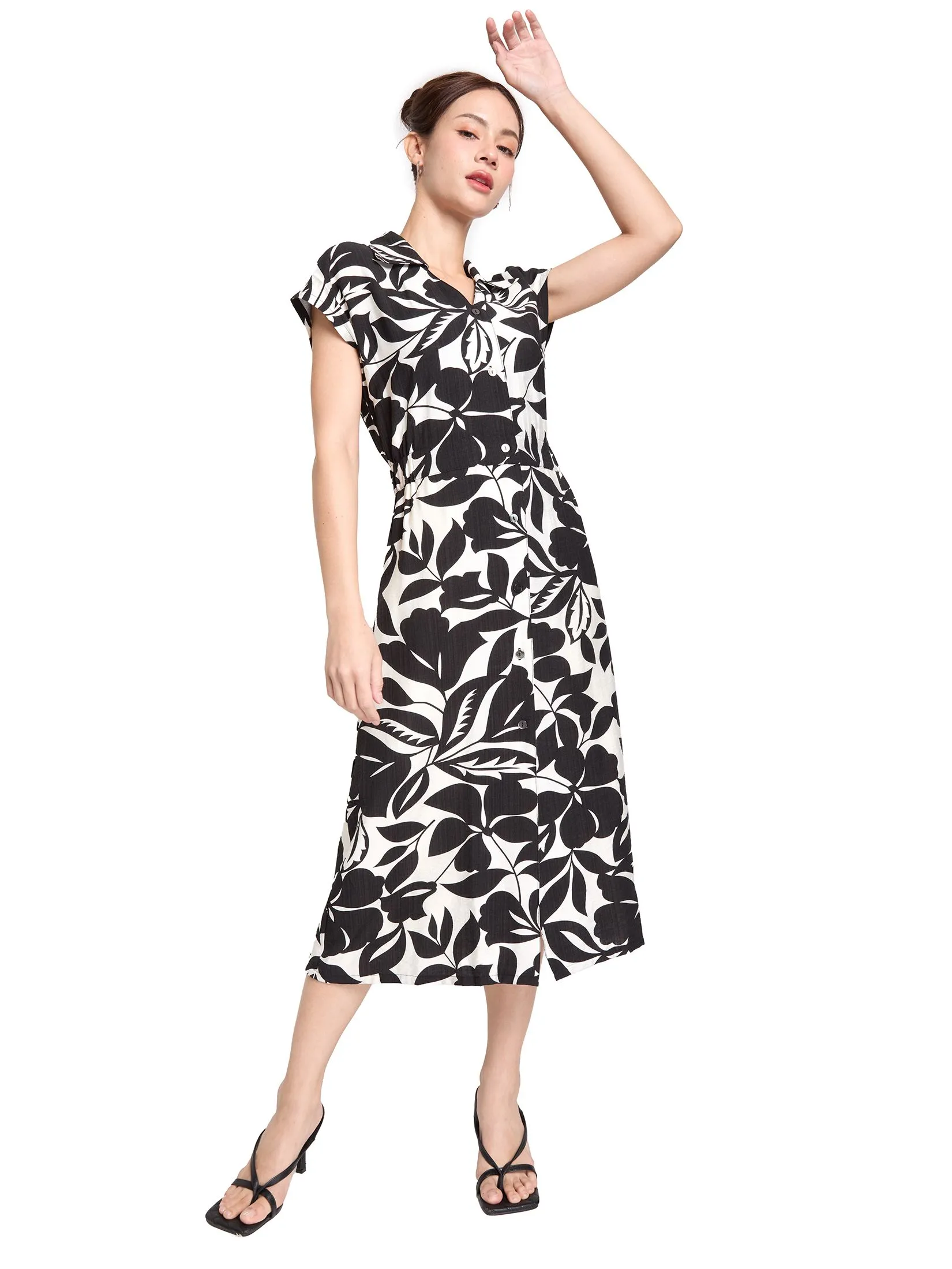 FOF Women Dress Button-Front Flare FOF Women Dress Button-Front Flare