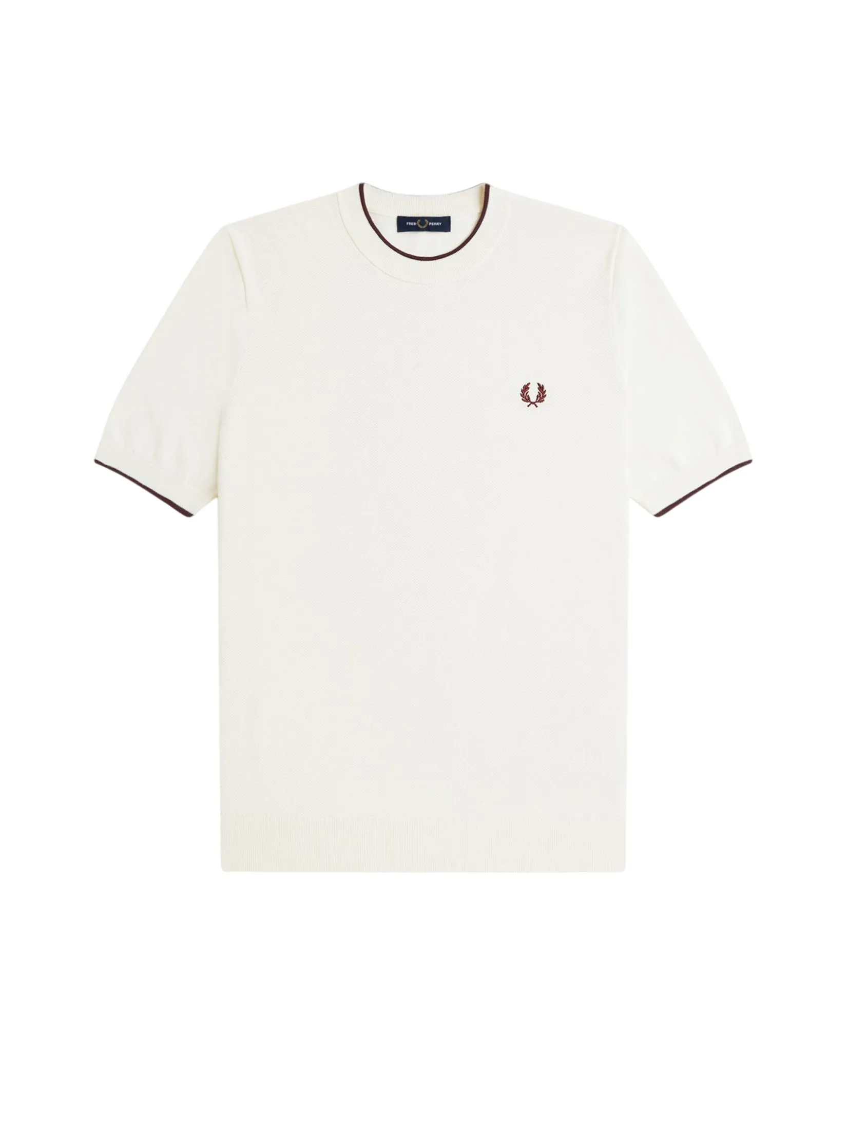 Fred Perry Men PIQUE STITCH KNITTED T-SHIRT White