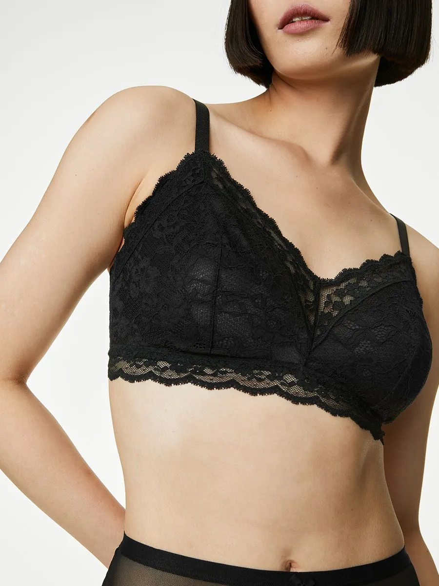 MARKS & SPENCER Women Bralette Lace Non Wired Black