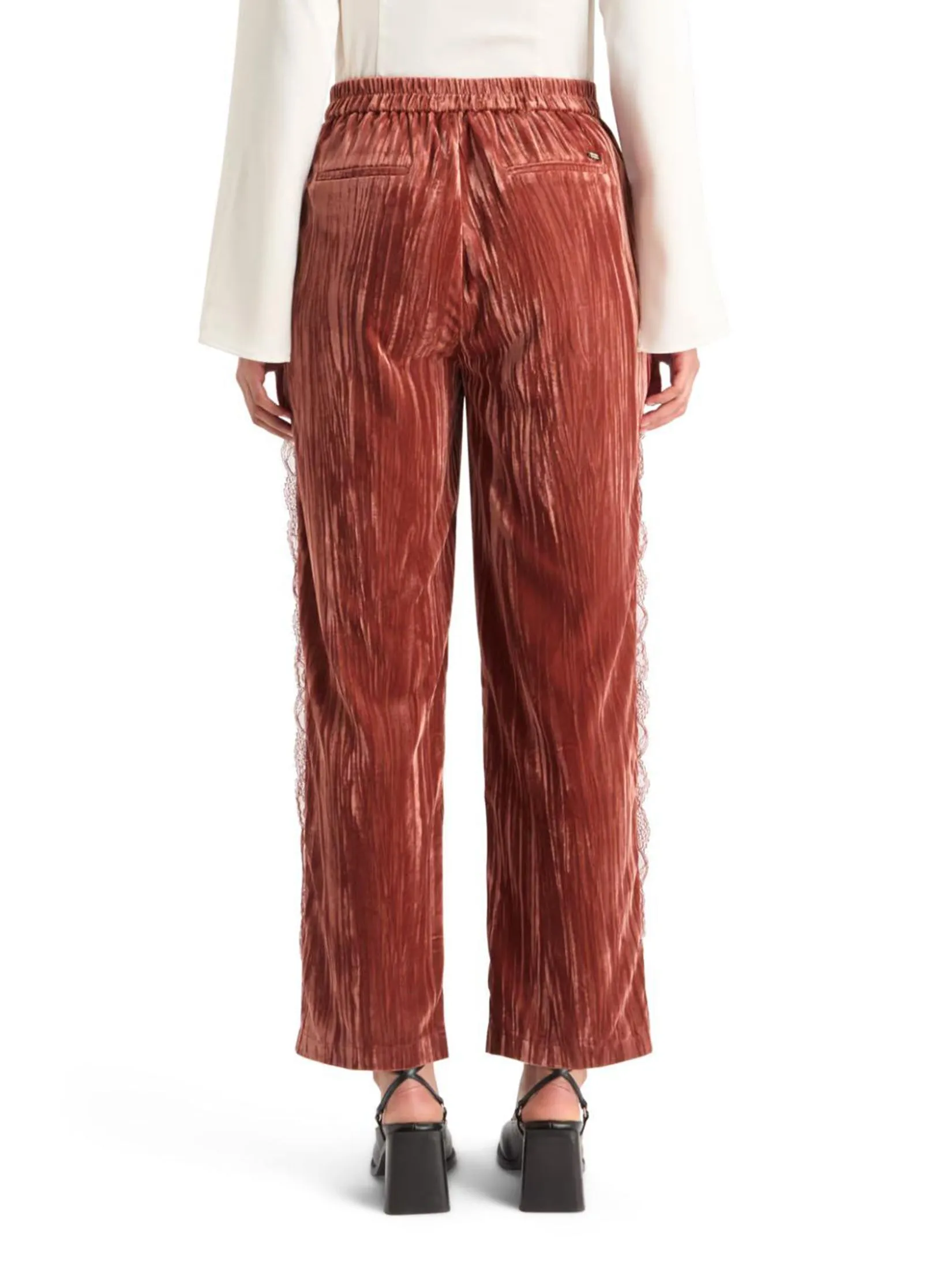 SCOTCH&SODA Women Pants Lace Trimmed Velvet Rust SCOTCH&SODA Women Pants Lace Trimmed Velvet Rust