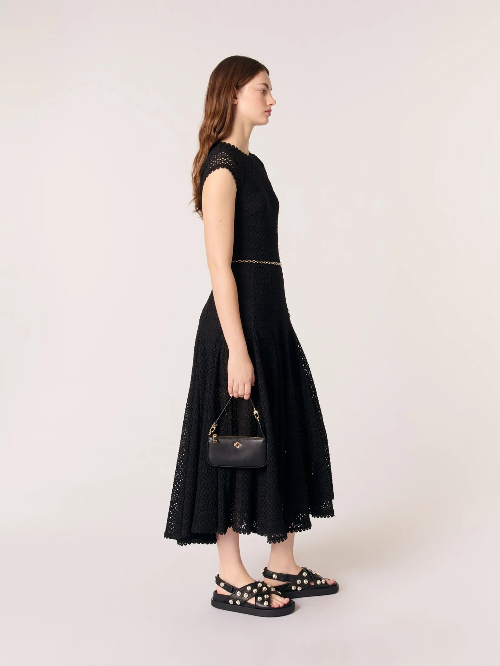 MAJE Women Maxi Dress Crochet-Knit MAJE Women Maxi Dress Crochet-Knit