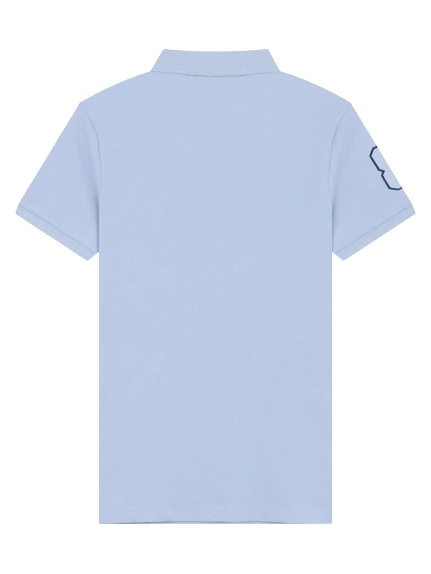 GIORDANO Men's Slim Embroidery Bold Polo (3D Lion) Subdued blue