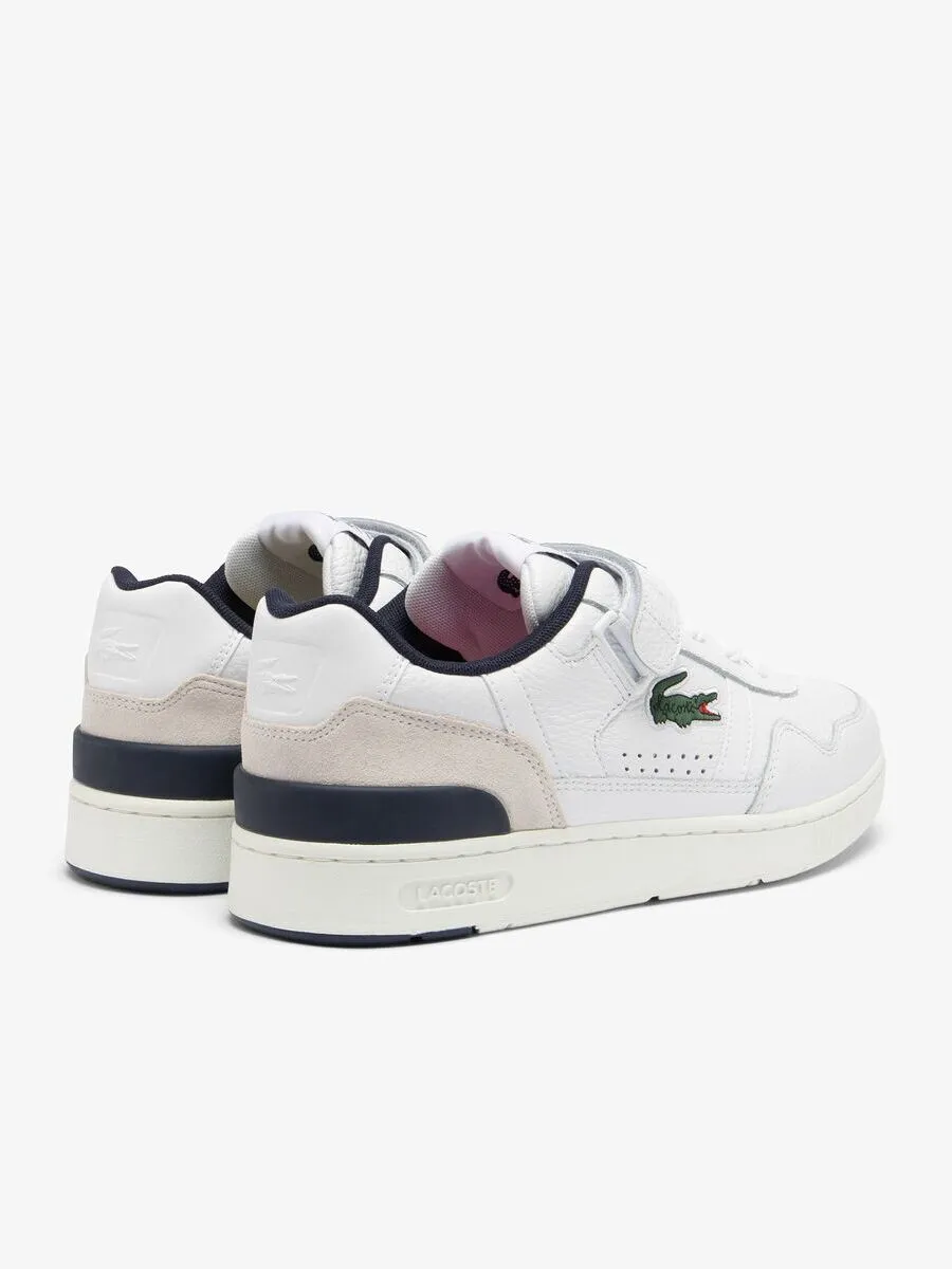 LACOSTE White Women’s T-Clip Velcro Contrasted Collar Leather Trainers LACOSTE White Women’s T-Clip Velcro Contrasted Collar Leather Trainers