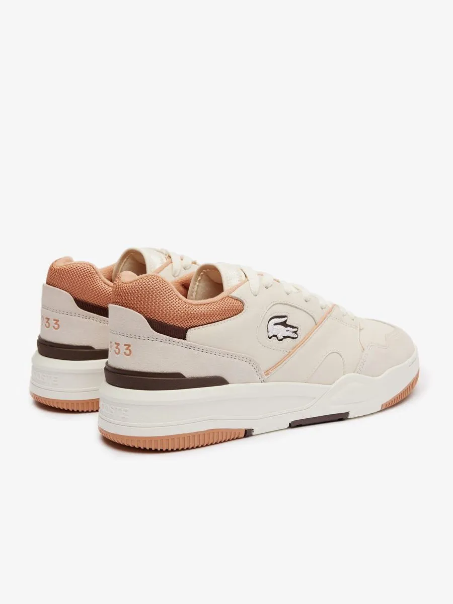 LACOSTE White Men’s Lineshot Contrasted Accent Leather Trainers LACOSTE White Men’s Lineshot Contrasted Accent Leather Trainers