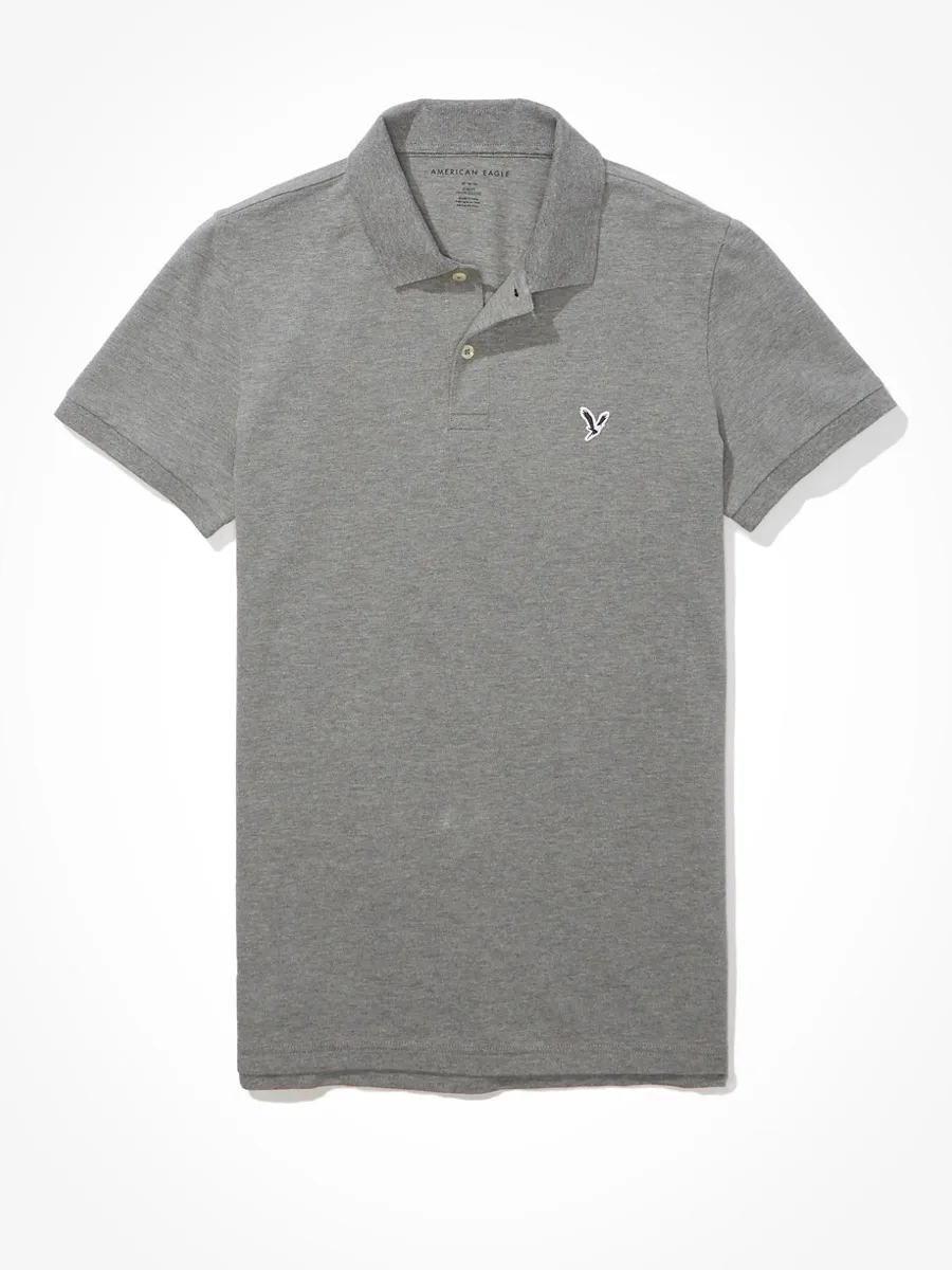 American Eagle PIQUE CVC SLIM GREY HEATHER SLIM FIT 006 HEATHER GRAY American Eagle PIQUE CVC SLIM GREY HEATHER SLIM FIT 006 HEATHER GRAY