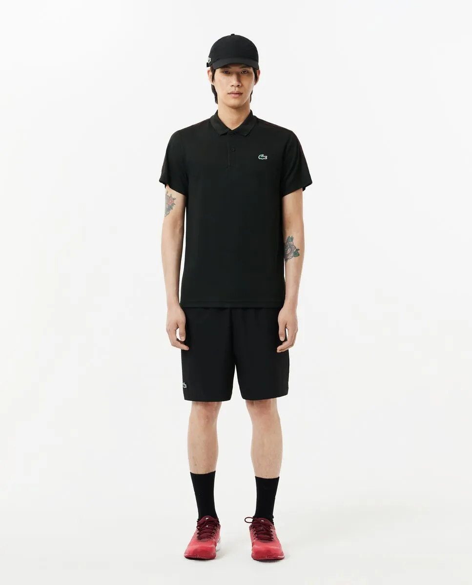 LACOSTE Regular Fit Ultra Dry Piqu  Tennis Polo Shirt Black LACOSTE Regular Fit Ultra Dry Piqu  Tennis Polo Shirt Black