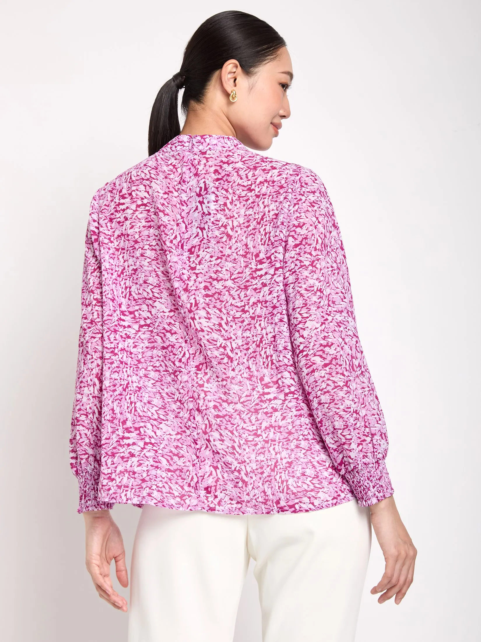 EXPRESSIONS Women Blouse Long Sleeves With Smock Cuff EXPRESSIONS Women Blouse Long Sleeves With Smock Cuff