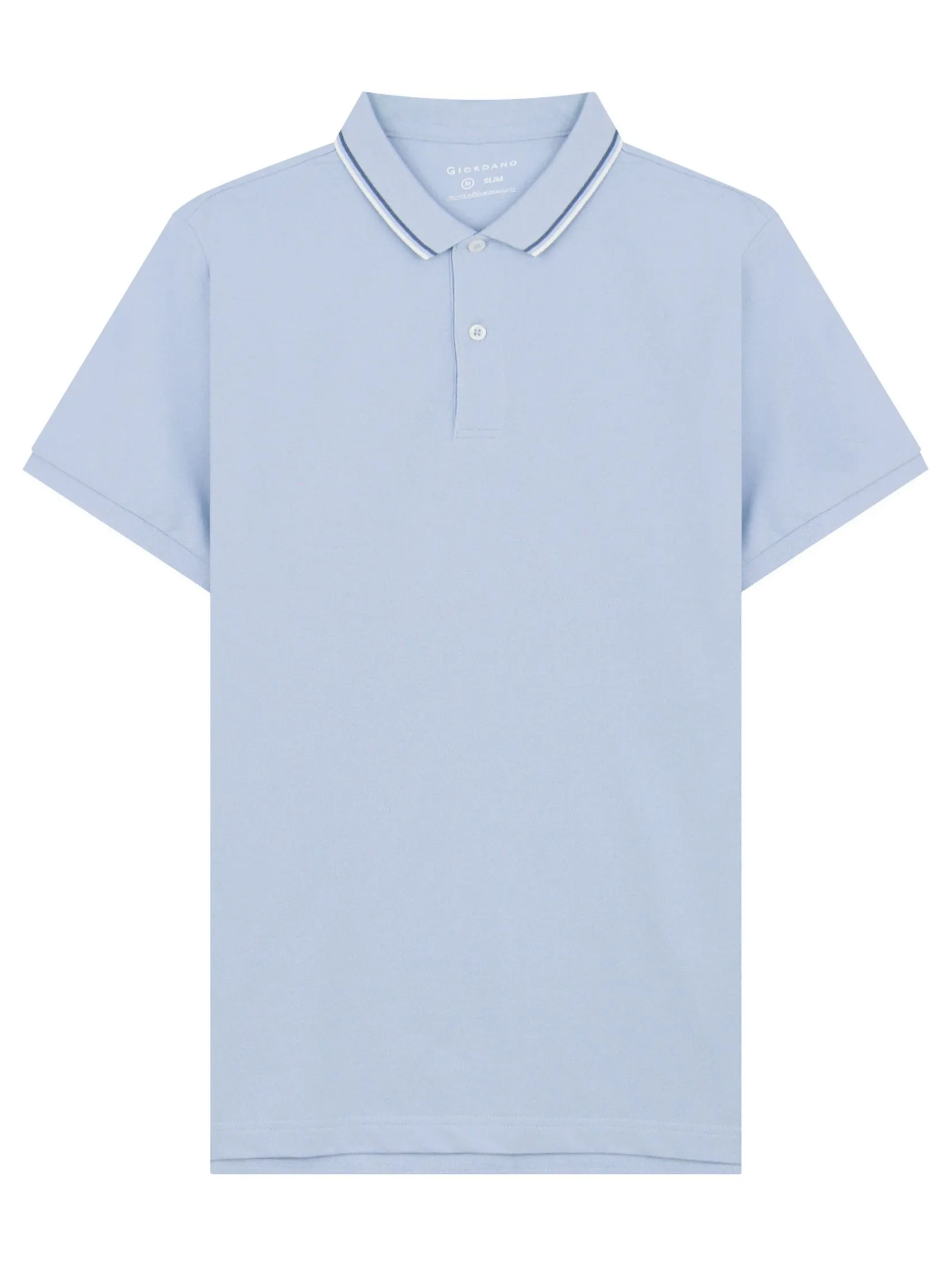 GIORDANO Men's Slim Cotton Lycra Polo Subdued blue GIORDANO Men's Slim Cotton Lycra Polo Subdued blue