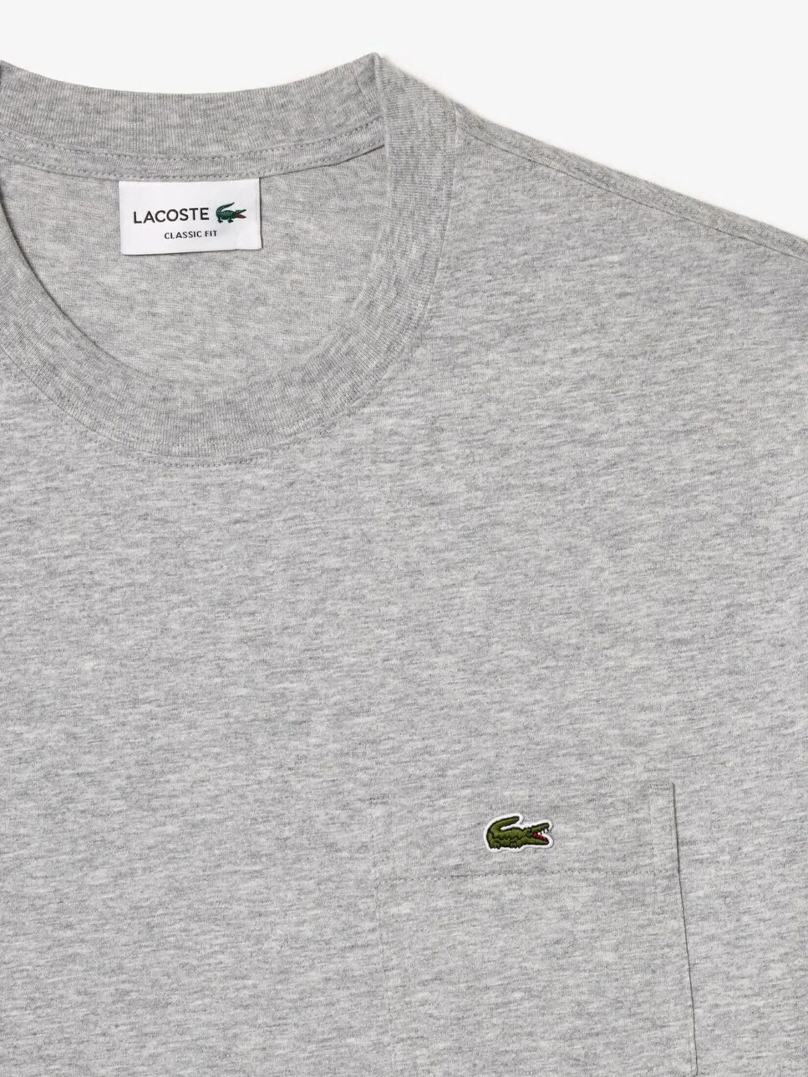 LACOSTE Cotton T-shirt with Breast Pocket Grey LACOSTE Cotton T-shirt with Breast Pocket Grey