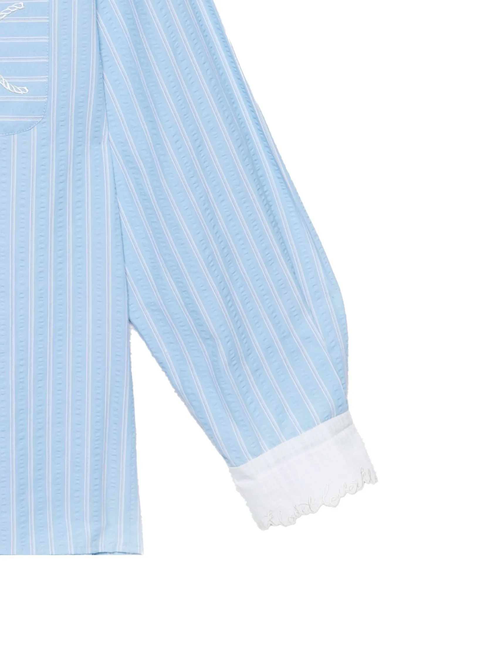 KLOSET (SS25) Women Classic Shirt with Embroidered Detail in Blue KLOSET (SS25) Women Classic Shirt with Embroidered Detail in Blue