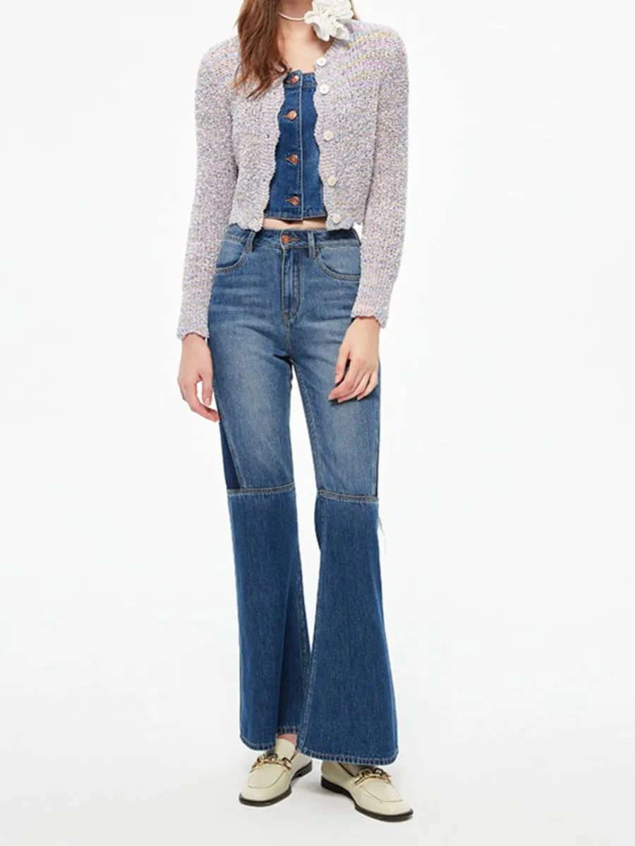 PORTSPURE Women Jeans Cropped Wide Leg Navy PORTSPURE Women Jeans Cropped Wide Leg Navy