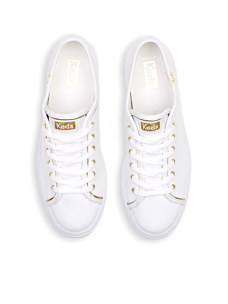 KEDS Women Triple Up Canvas Piping White/Gold KEDS Women Triple Up Canvas Piping White/Gold