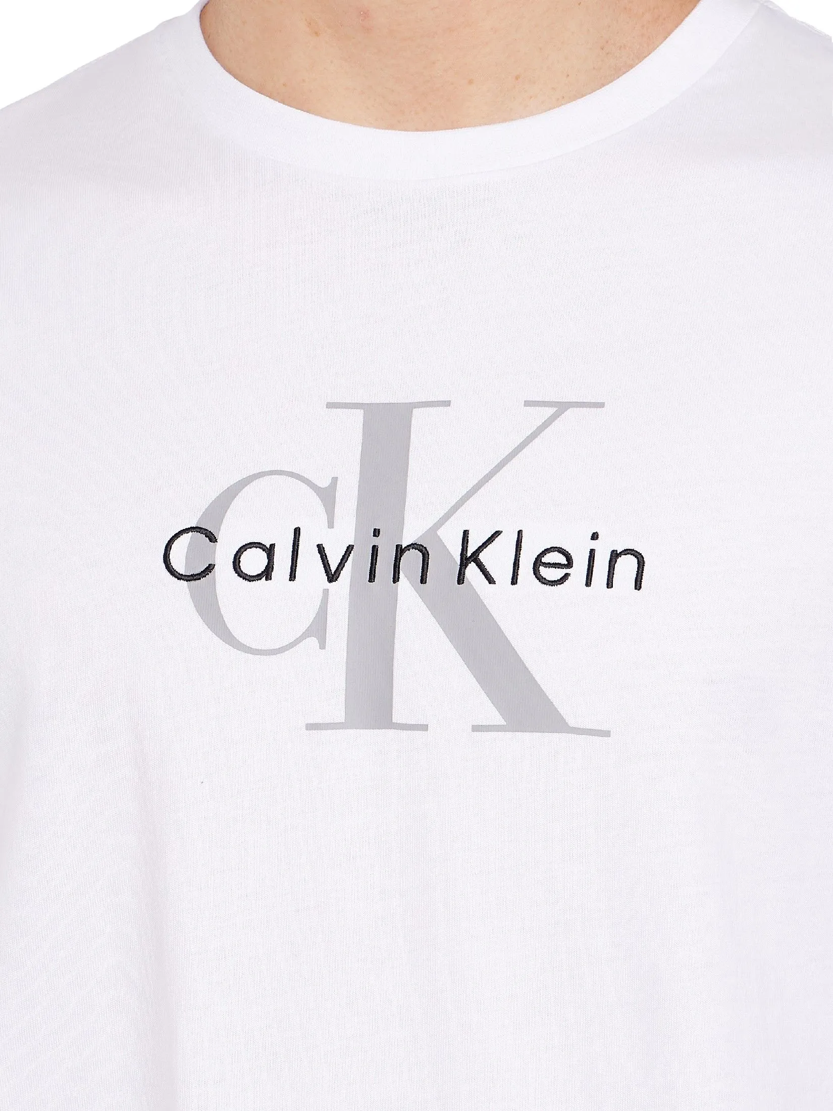 CALVIN KLEIN Men's Regular Fit Hero Monogram Logo Short Sleeve T-Shirt White CALVIN KLEIN Men's Regular Fit Hero Monogram Logo Short Sleeve T-Shirt White