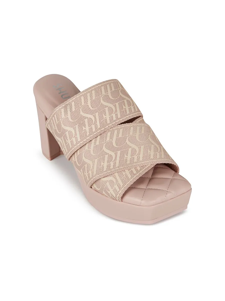SHU WOMEN  PALETTE SOFT 3.5" SIGNET ON CANVAS HEELS - PINK SHU WOMEN  PALETTE SOFT 3.5" SIGNET ON CANVAS HEELS - PINK