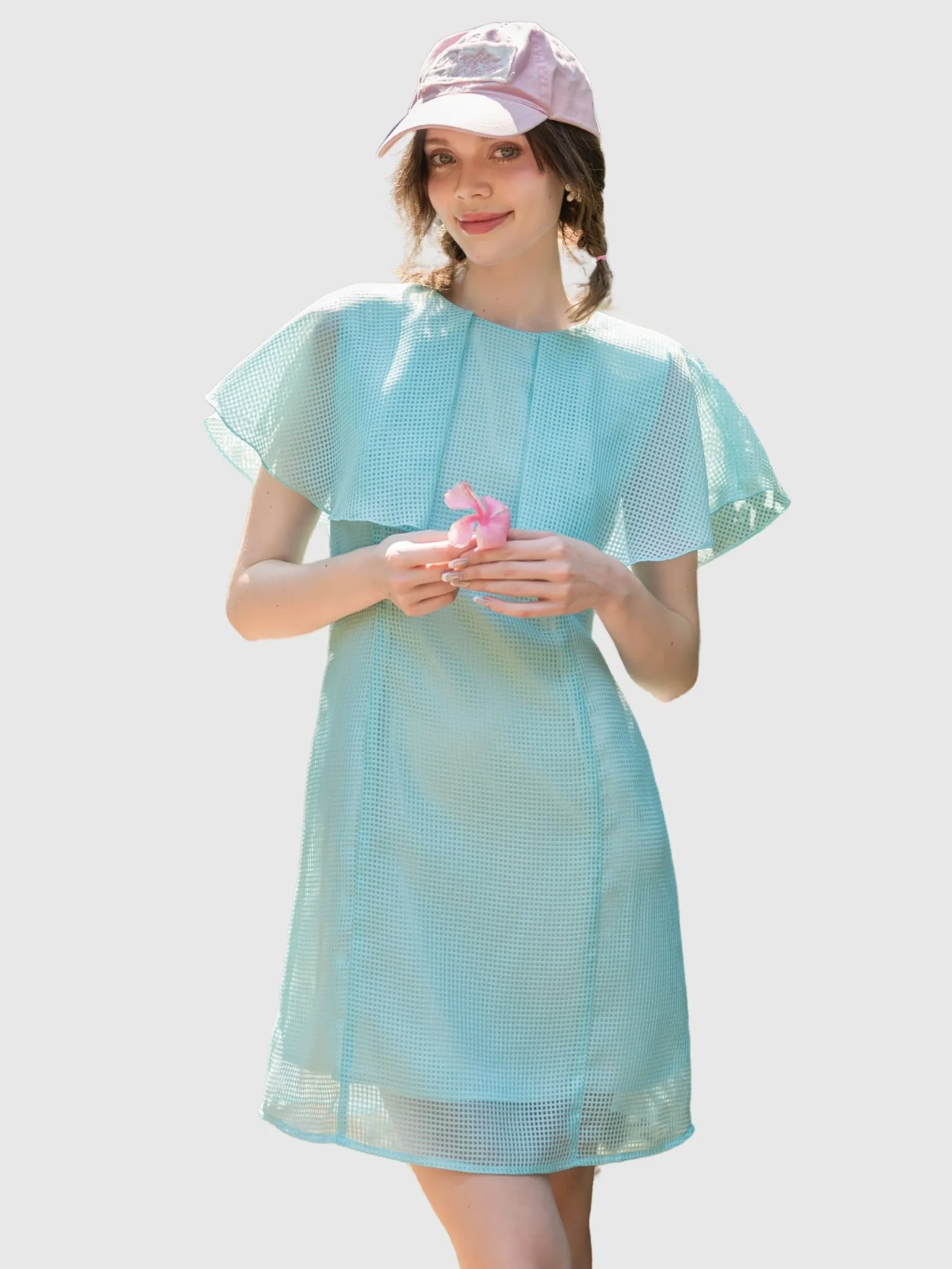 AMILA Women Dress Short Sleeves Bogel Blue AMILA Women Dress Short Sleeves Bogel Blue