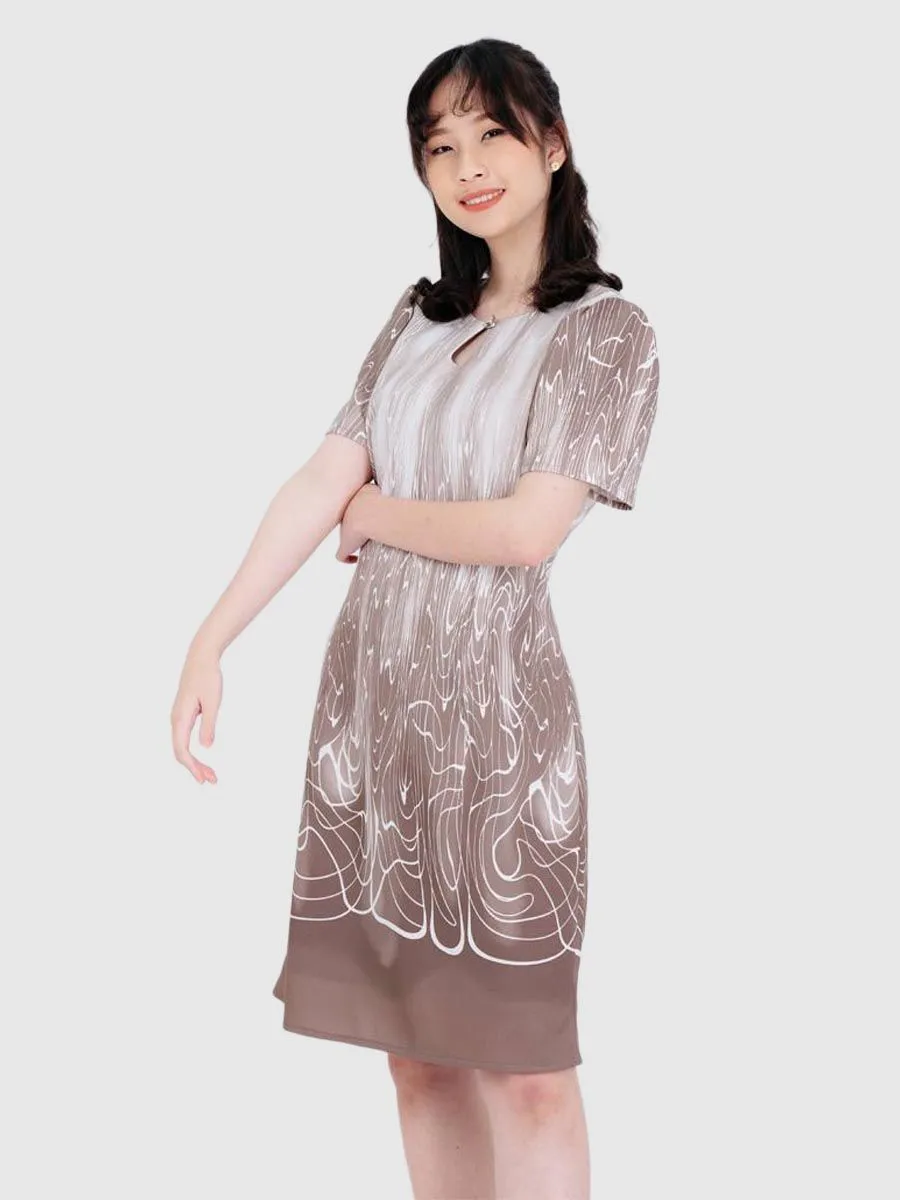 AMILA Women Dress Cushion Border Brown AMILA Women Dress Cushion Border Brown