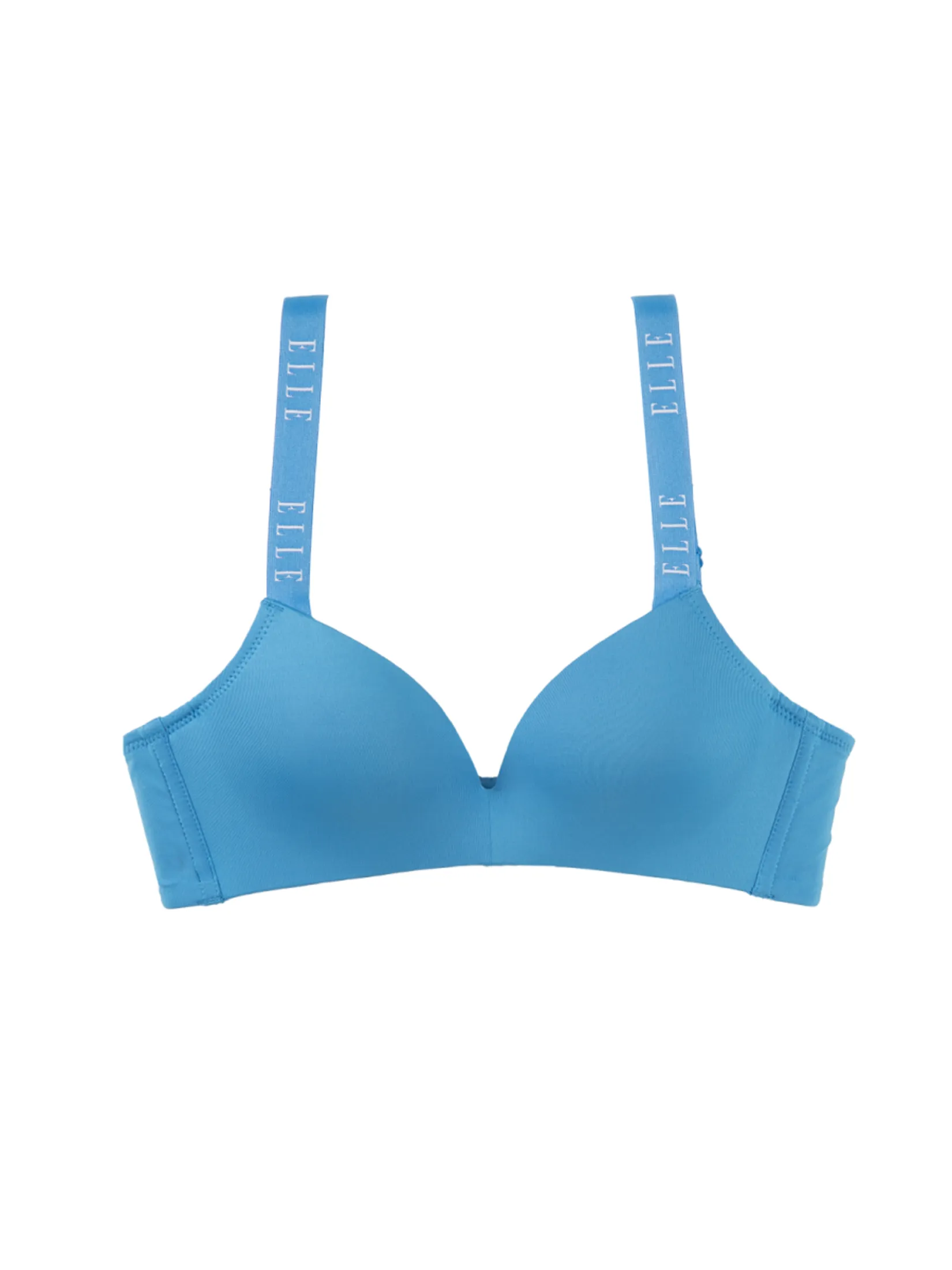 ELLE LINGERIE Moulded Bra no underwire with foam padding straps ELLE LOGO LB8766 - Blue ELLE LINGERIE Moulded Bra no underwire with foam padding straps ELLE LOGO LB8766 - Blue
