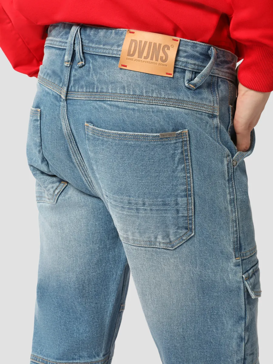 DAVIE JONES Men's Selvedge Tapered Slim Fit Jeans Blue DAVIE JONES Men's Selvedge Tapered Slim Fit Jeans Blue