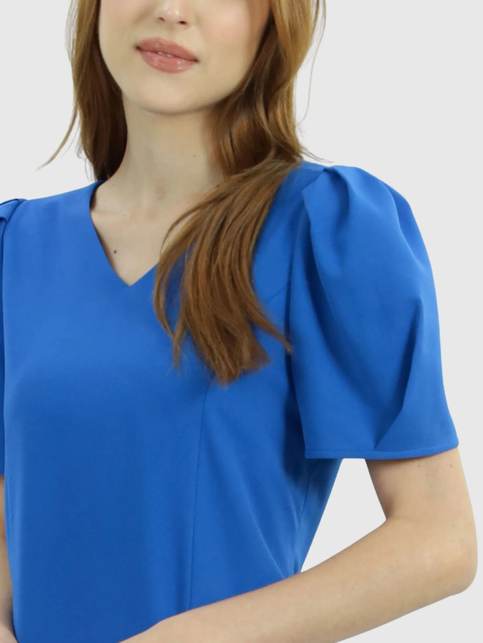 VERONIQA Women Dress Short Sleeves Dobby Blue VERONIQA Women Dress Short Sleeves Dobby Blue