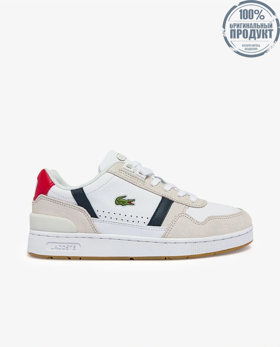 LACOSTE White Women’s T-Clip Tricolour Leather and Suede Trainers LACOSTE White Women’s T-Clip Tricolour Leather and Suede Trainers