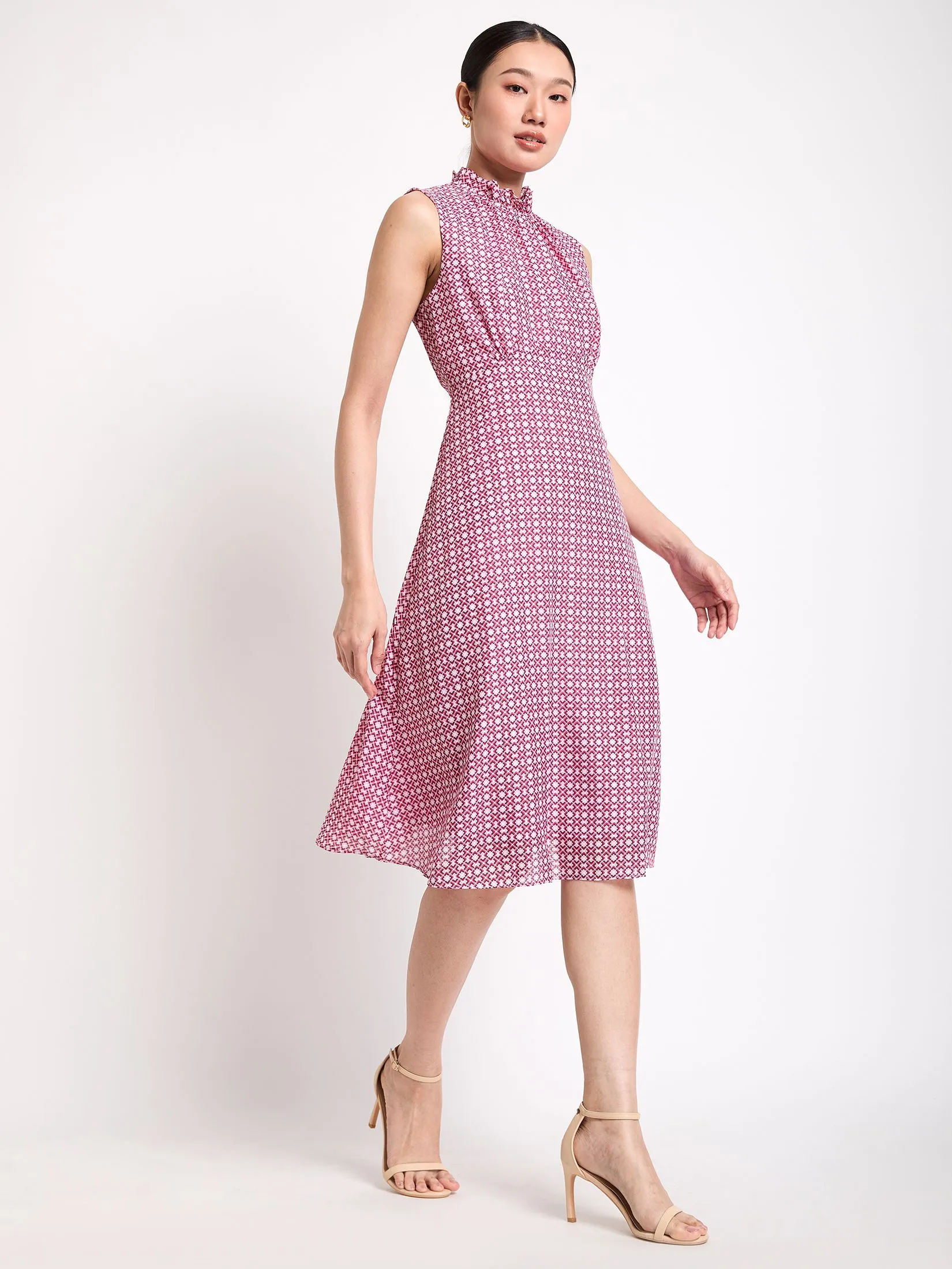 EXPRESSIONS Women Dress Sleeveless With Ruffle Collar EXPRESSIONS Women Dress Sleeveless With Ruffle Collar