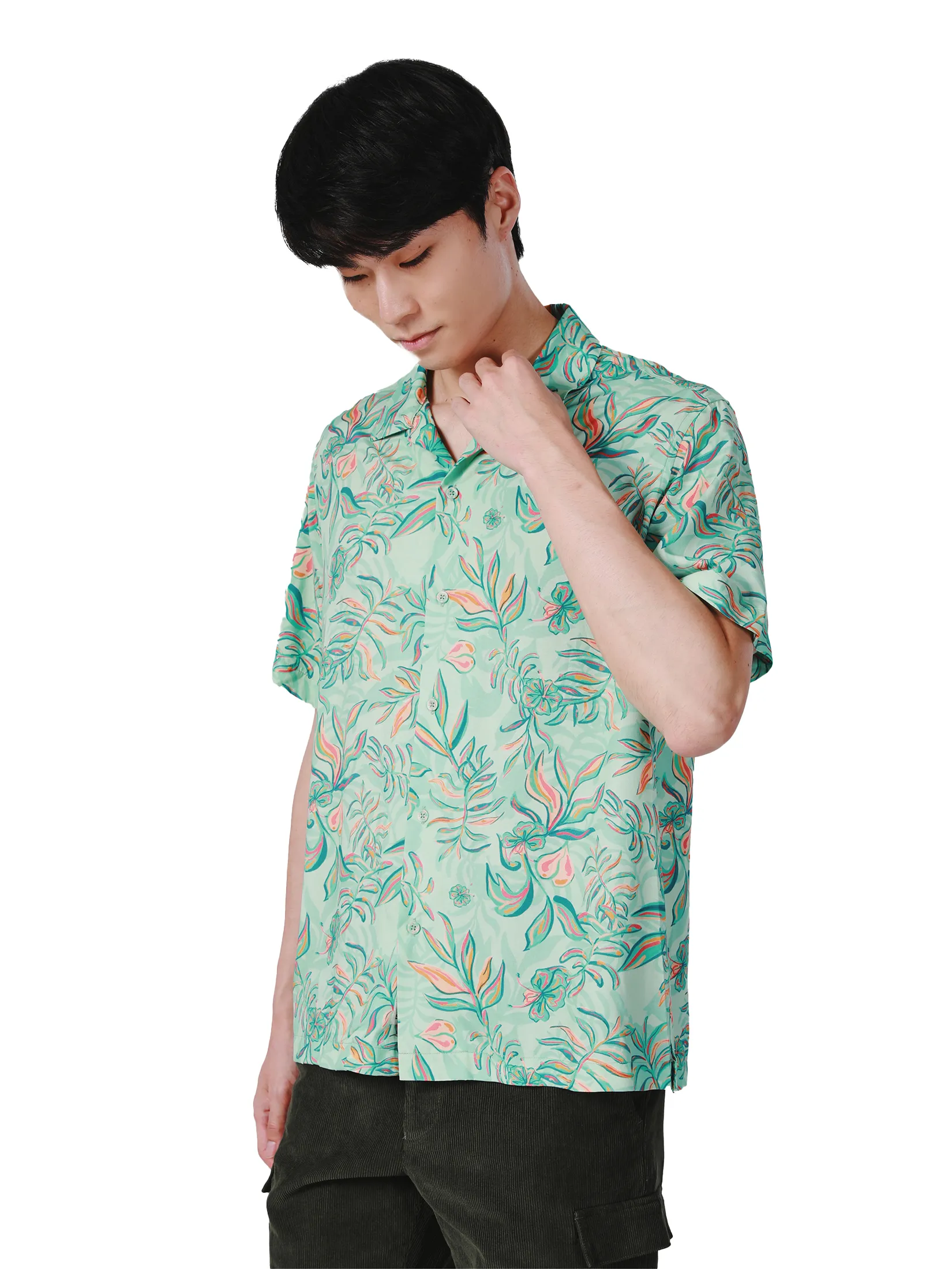 JOHN HENRY Men s Short Sleeves Hawaii Shirts (Relaxed Fit) SONGKRAN FESTIVAL Mint JOHN HENRY Men s Short Sleeves Hawaii Shirts (Relaxed Fit) SONGKRAN FESTIVAL Mint